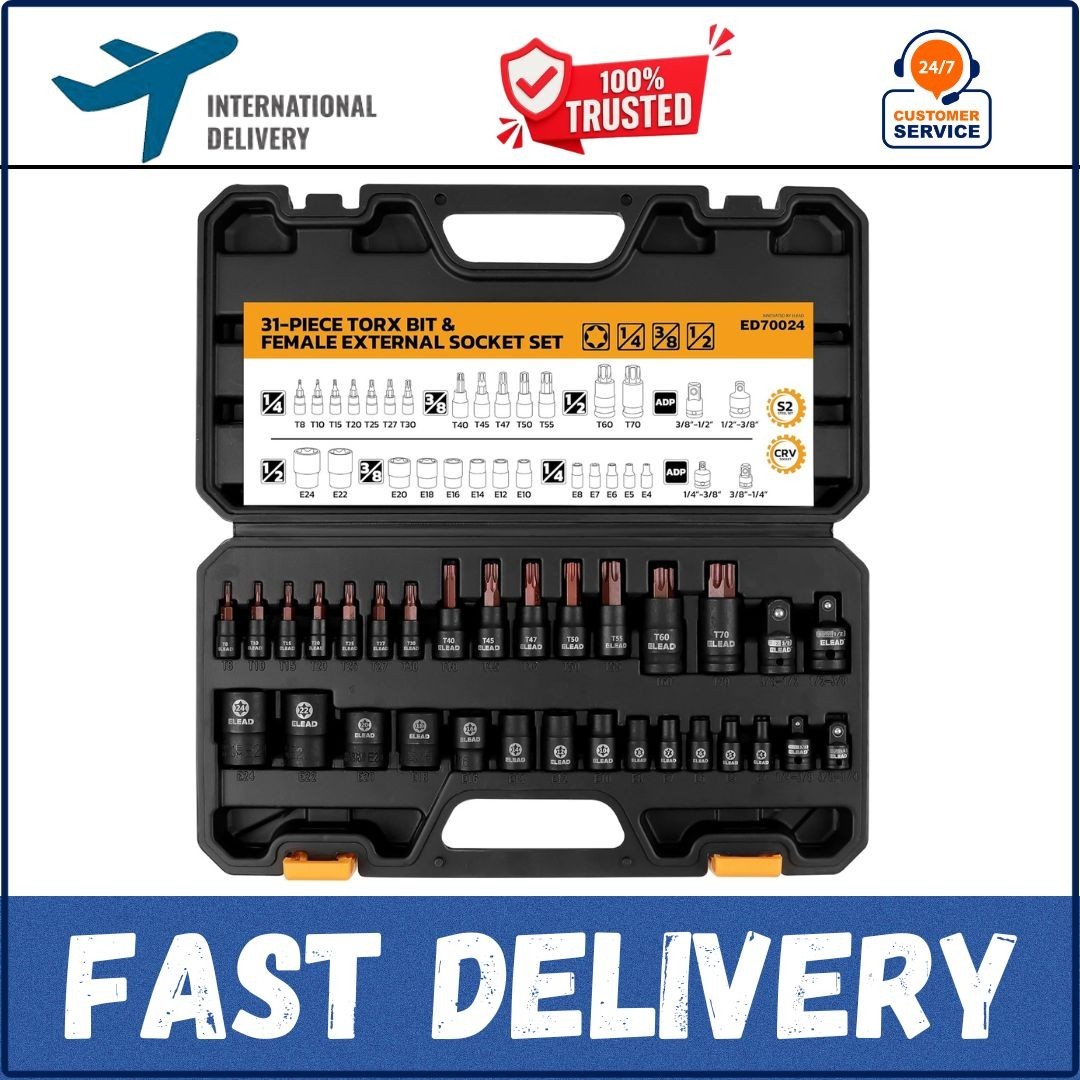 31-Piece Torx Bit Socket Set: Premium CR-V & S2 Alloy Steel, Star One Size