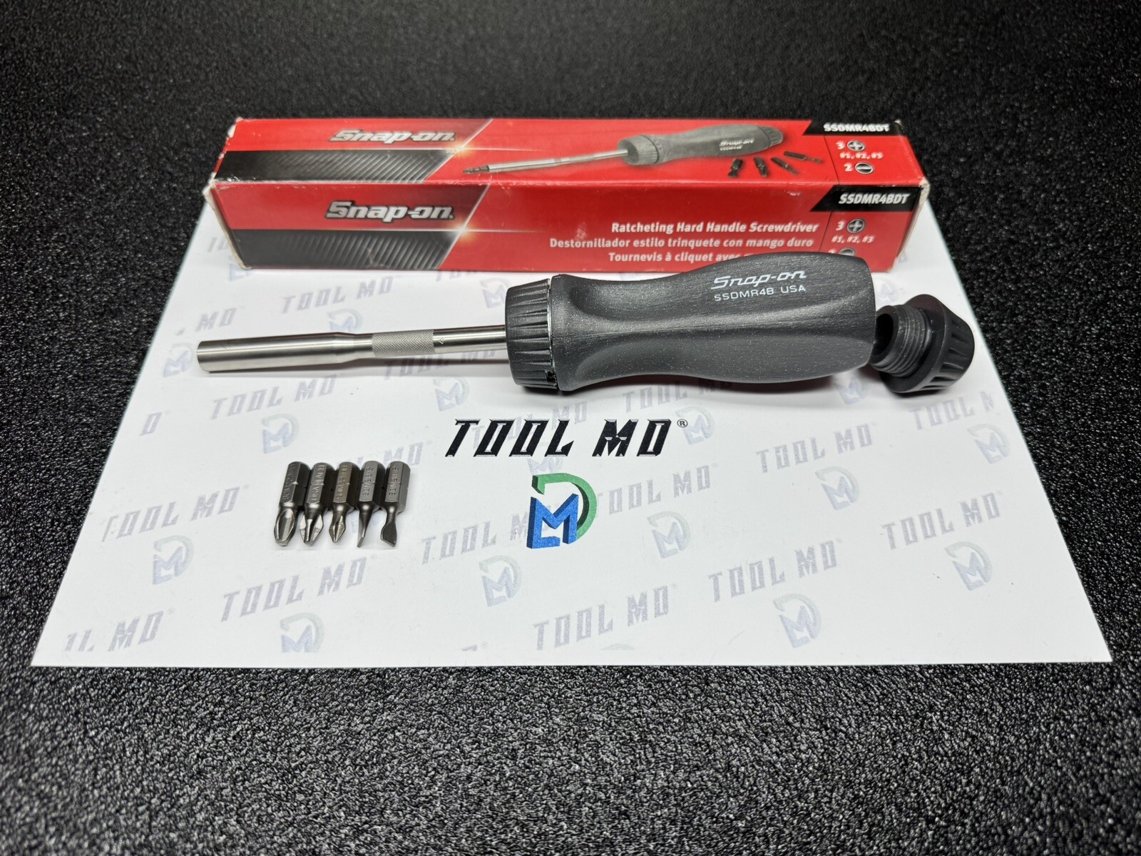 Snap-on Tools USA NEW DARK TITANIUM Hard Handle Ratcheting Screwdriver SSDMR4B