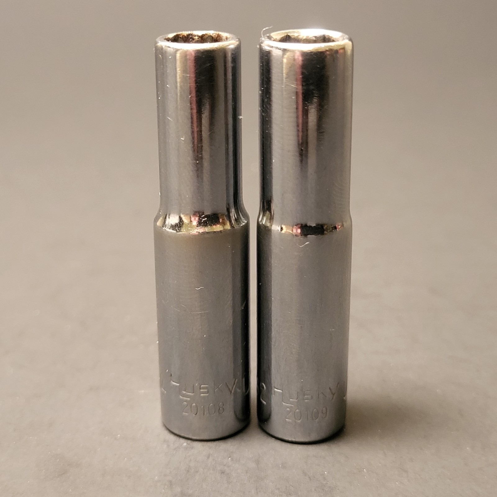 Husky USA 2 piece deep sockets 1/4” drive 6 point 9/32” & 1/4” 20109 20108