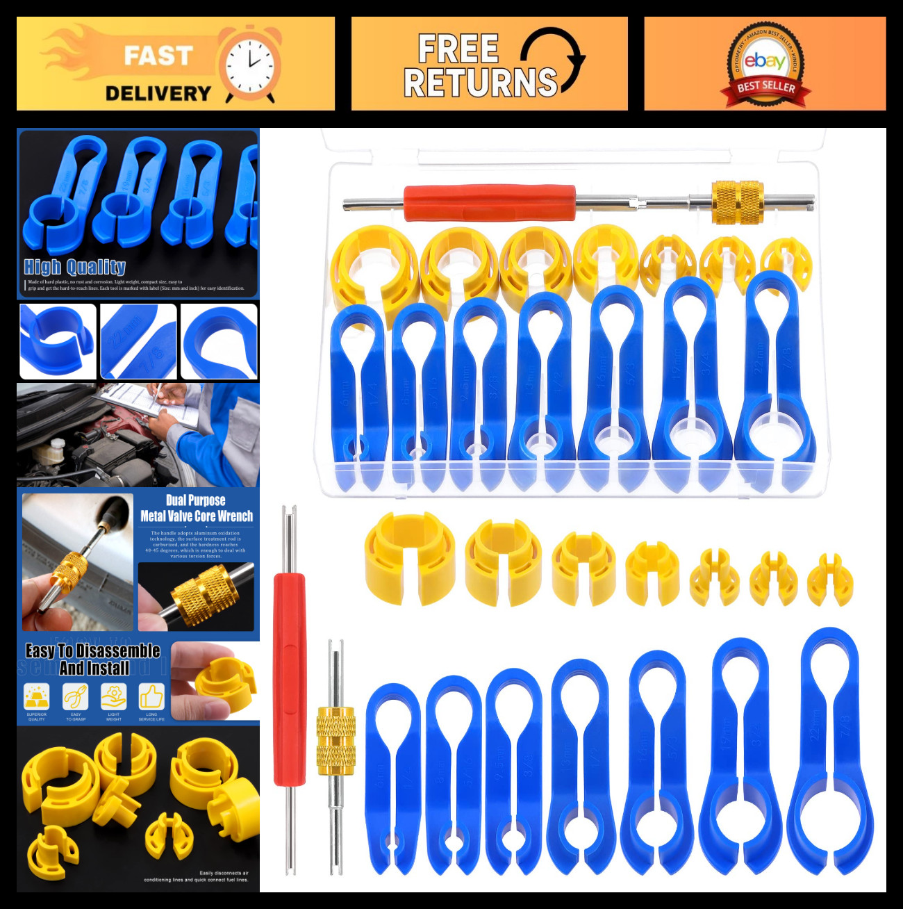 16Pcs Fuel Line Disconnect Tool Set for Ford GM Chrysler Mazda – Quick Release M