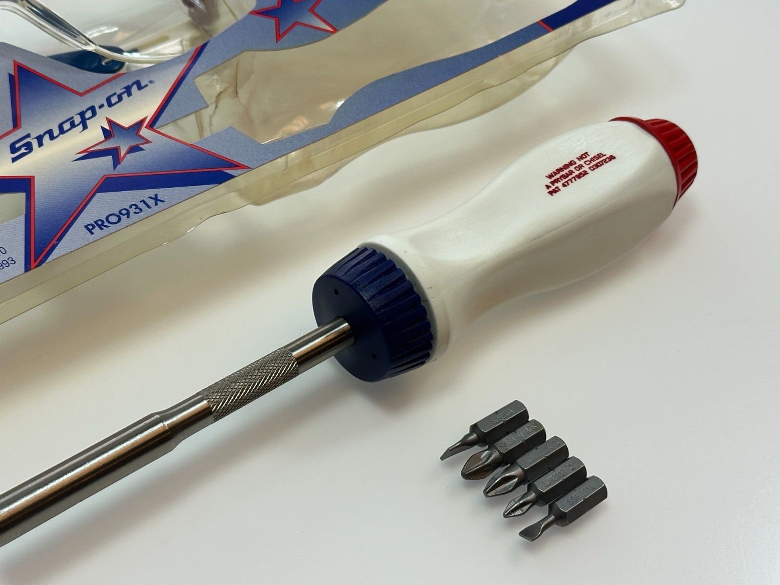 Snap-on Tools USA RARE RED WHITE BLUE Ratcheting Screwdriver, SSDMR4BRWB PRO931X