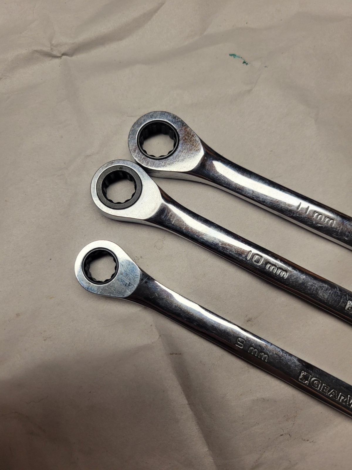 Gearwrench 8mm,9mm,10mm 11mm LX-Ratcheting Gearbox Wrenches VG PLUS COND 4pc