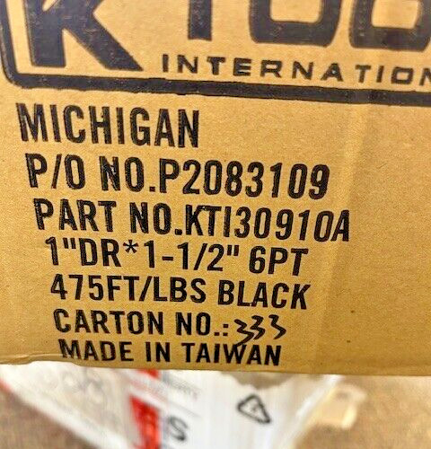 KTI-30910A Torque Limiting Socket 1-1/2” Hex 475 Ft Lb 1” Drive Black KTI-30910A