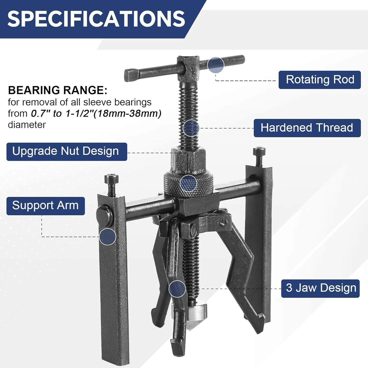 Auto Removal Tool Wheel Inner Bearing Puller Three-Claw Bearing Puller Tool