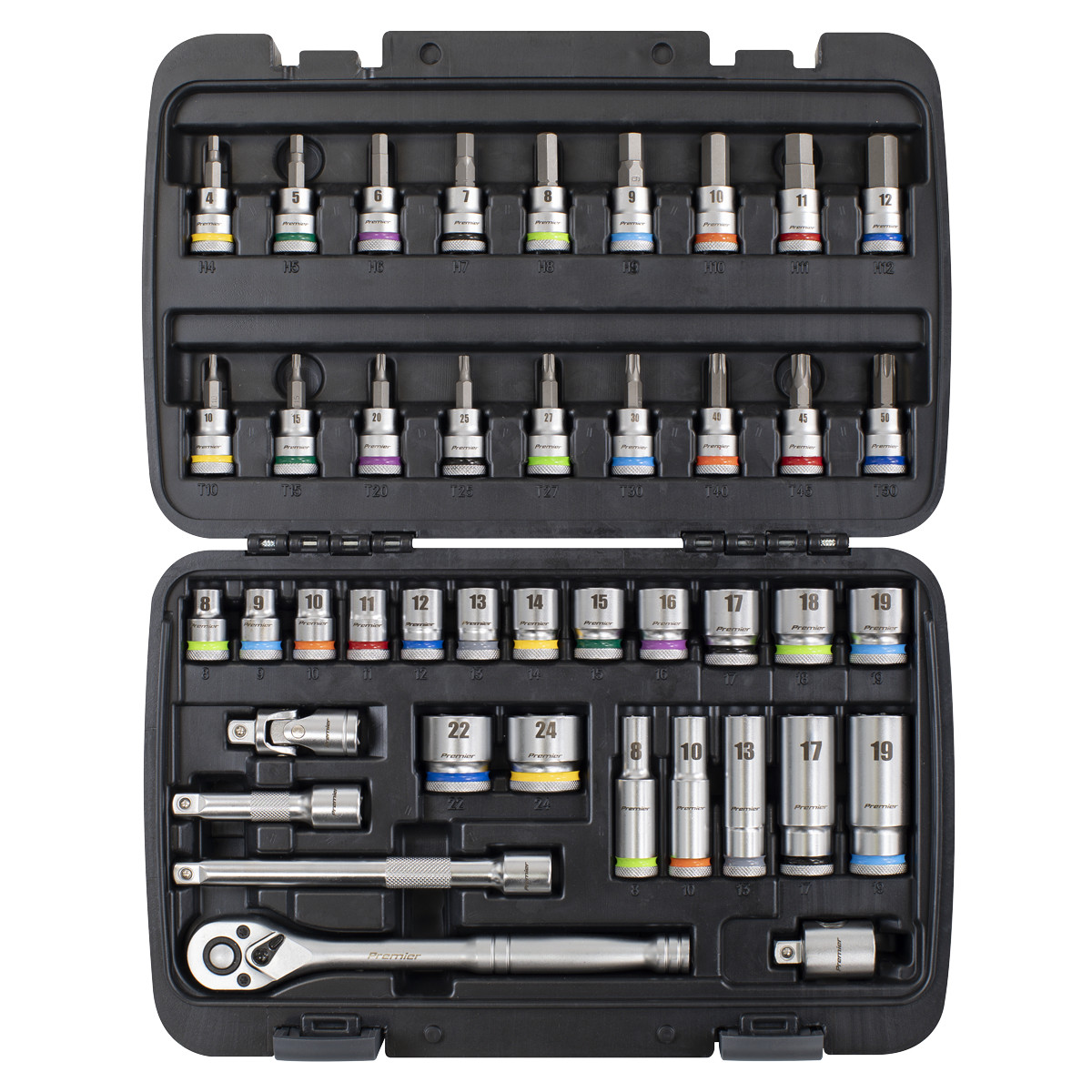 Sealey AK7915 Socket & Socket Bit Set 3/8″Sq Drive 42 Piece