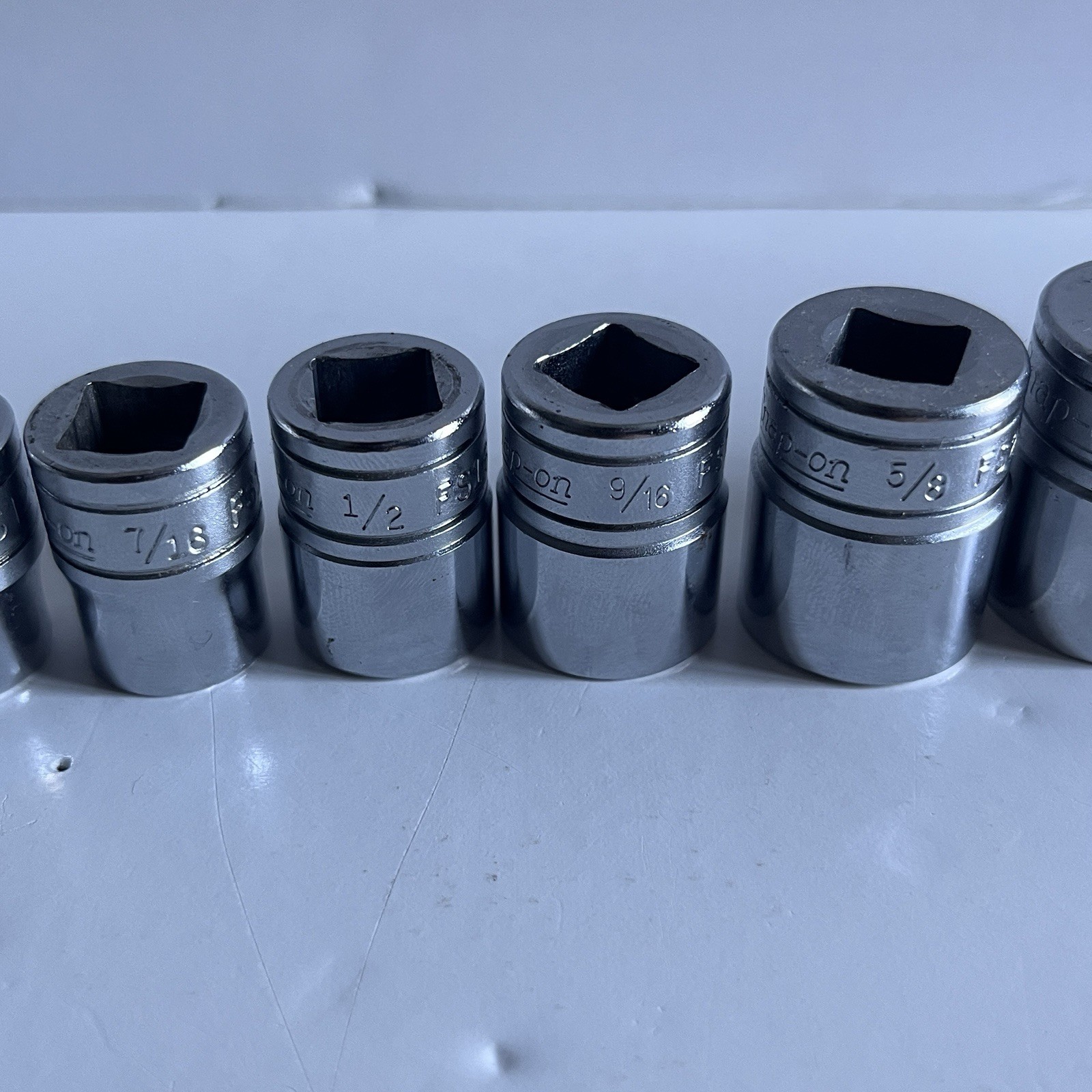 Snap On 10pc SAE Standard Socket FS- Set 3/8″ Drive 6 Point 5/16″ – 7/8″ USA