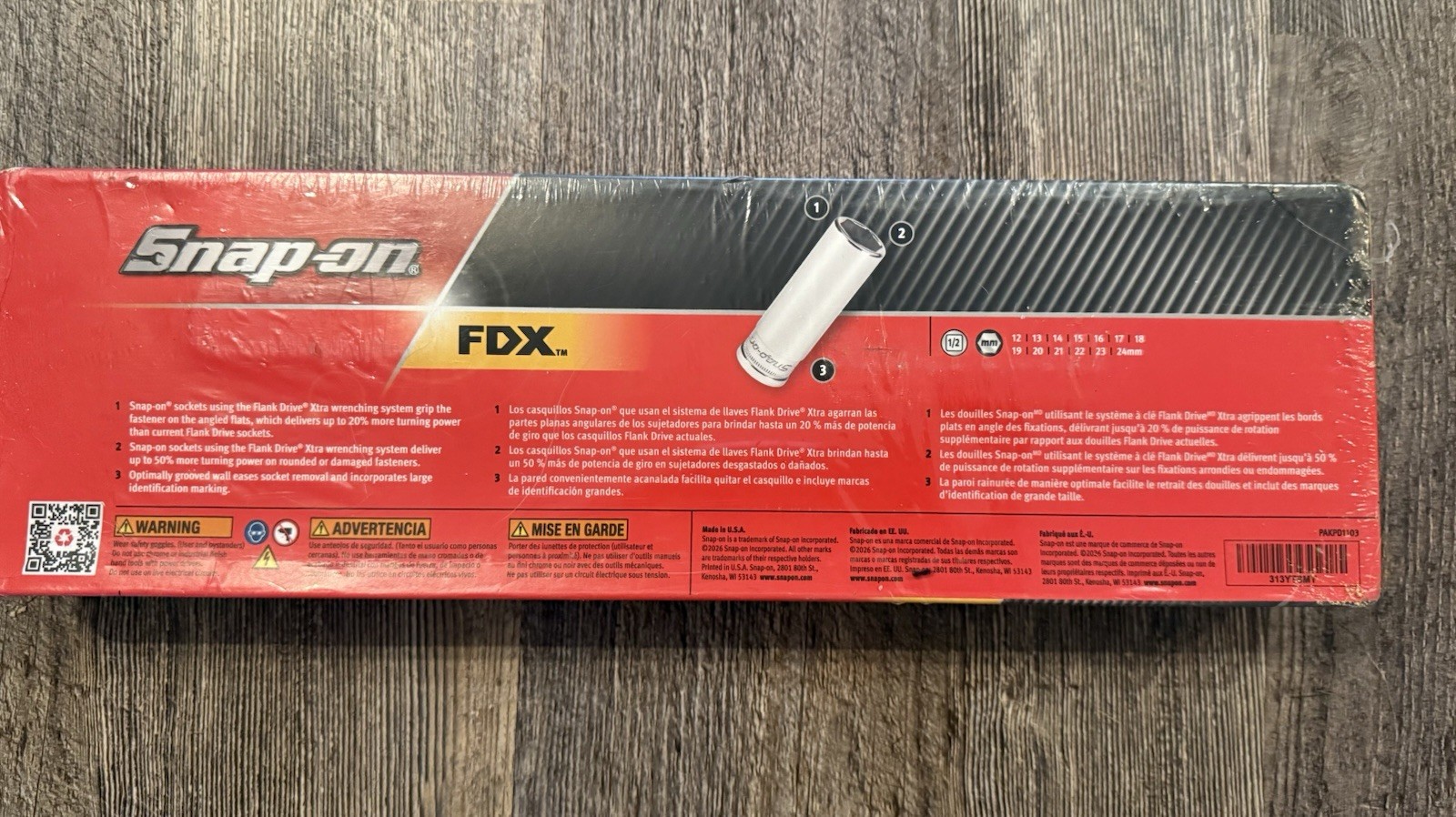 Snap on 313YTSMY 13pc 1/2″ Extra Deep Socket Set 12-24mm Flank Drive Xtra