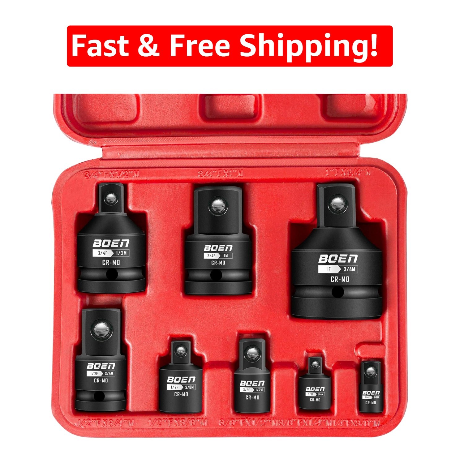 Complete 8-Piece Impact Adapter Set – Enhanced Durability and Storage Case