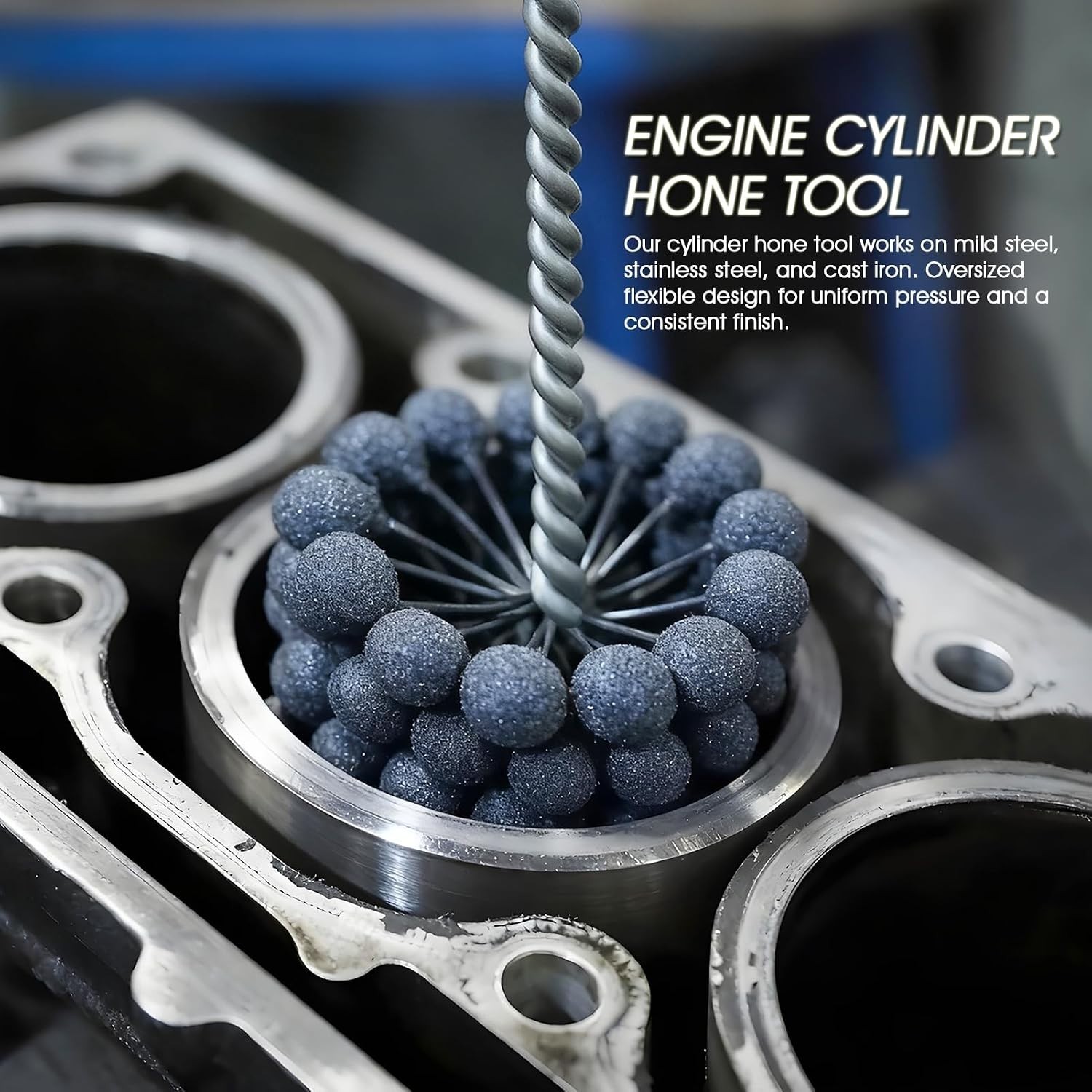 Cylinder Ball Hone Tool for Cast Iron and Steel, Ideal for Engine Rebuilding