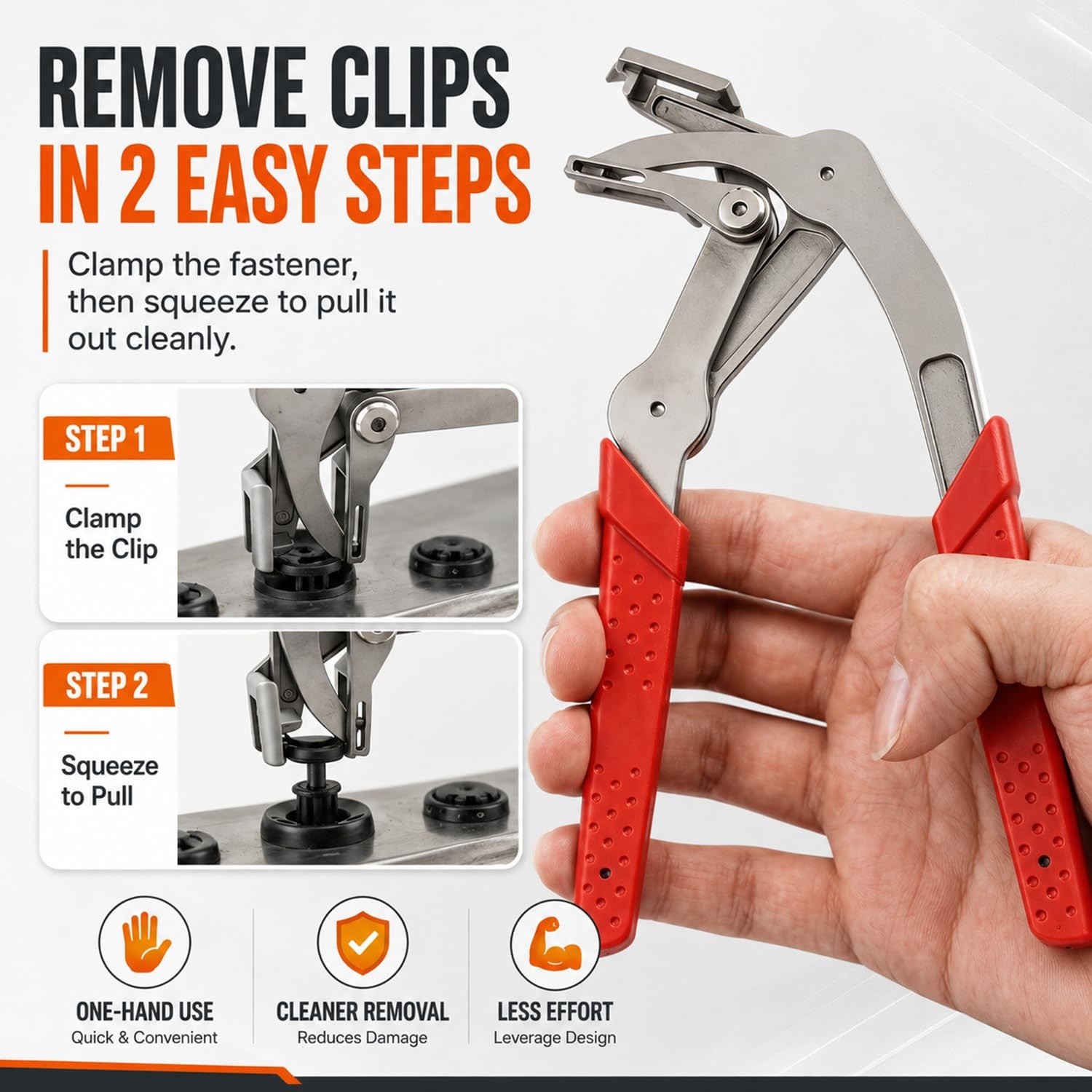 Car Clip Pliers,Clip Removal Pliers Kit,100PCS Clips + 4PCS Red/Orange/Silver