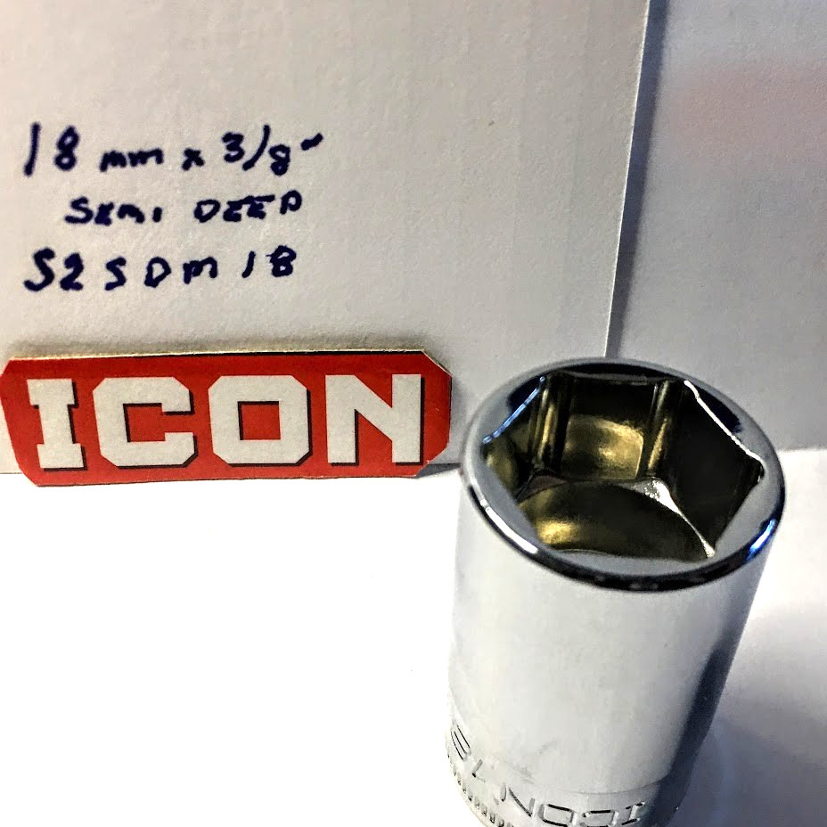 ICON Professional Semi Deep Socket 18mm X 3/8″ S2SDM18 Free USA Shipping