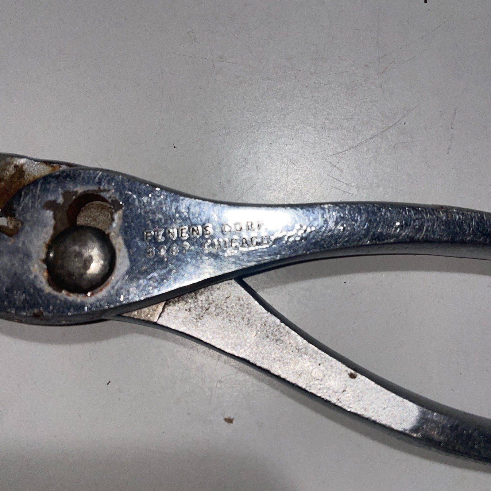 Rare Vintage Penens Corp 3267 Slip Joint Pliers Knurled Handle Chicago USA