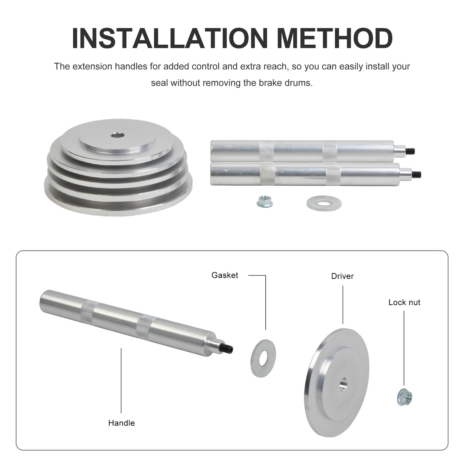 9PC Truck Hub Seal Installer Kit ,4-13/16″ – 6-5/16″ Large Race & Seal Drivers