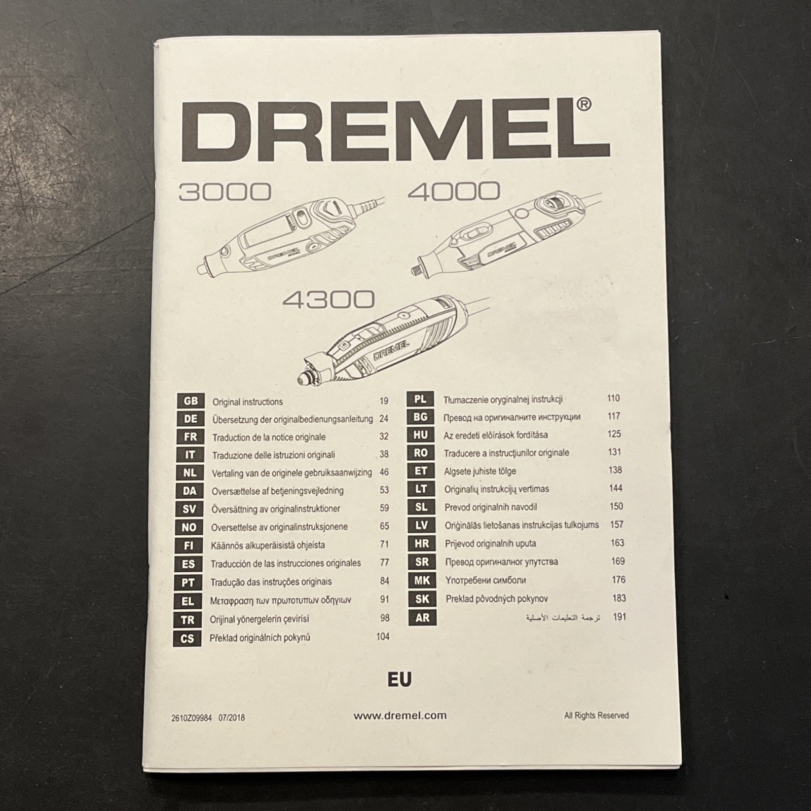 Dremel Original Instruction Booklet 3000 4000 4300