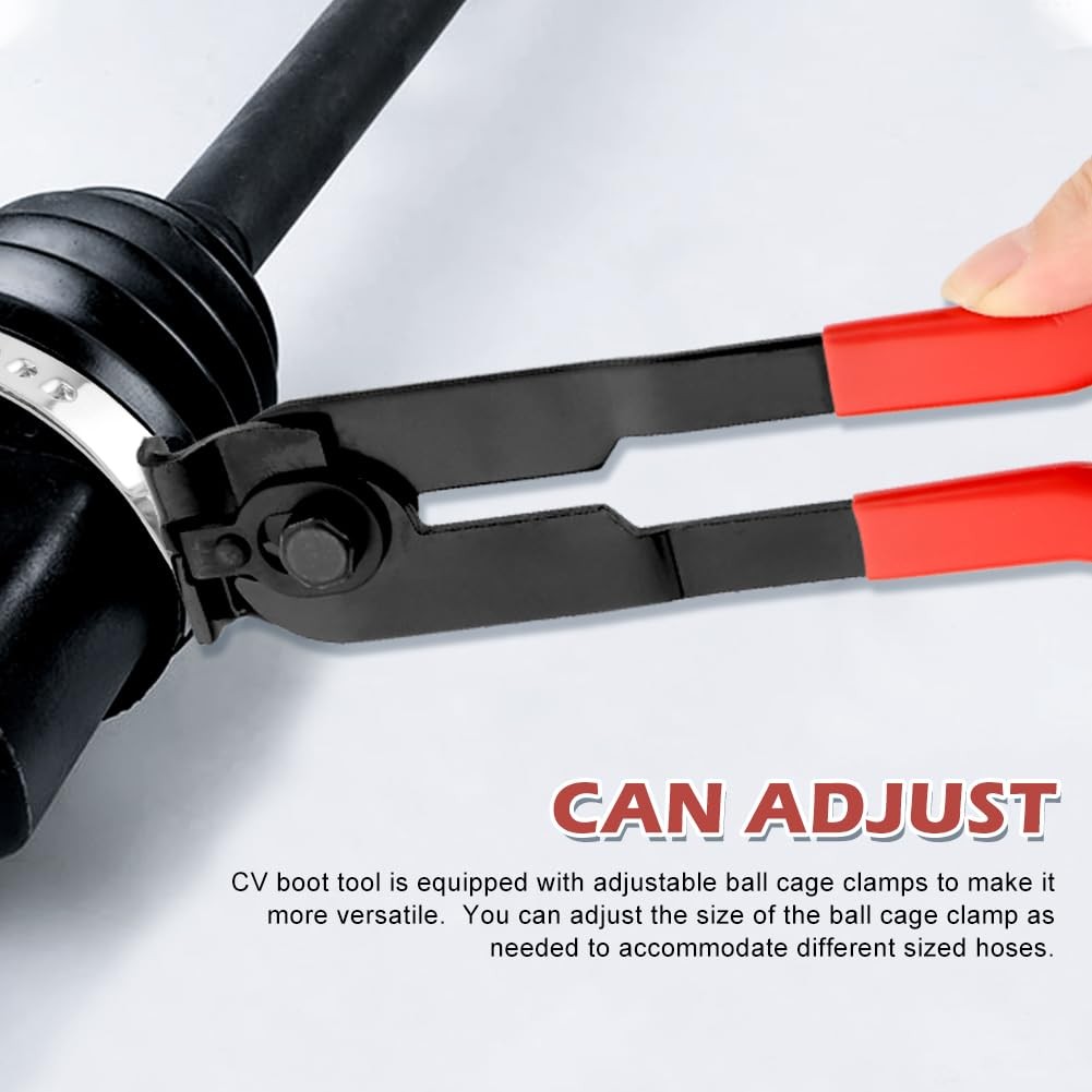CV Boot Clamp Plier with 10PCS Stainless Steel Clamps, Small and Red
