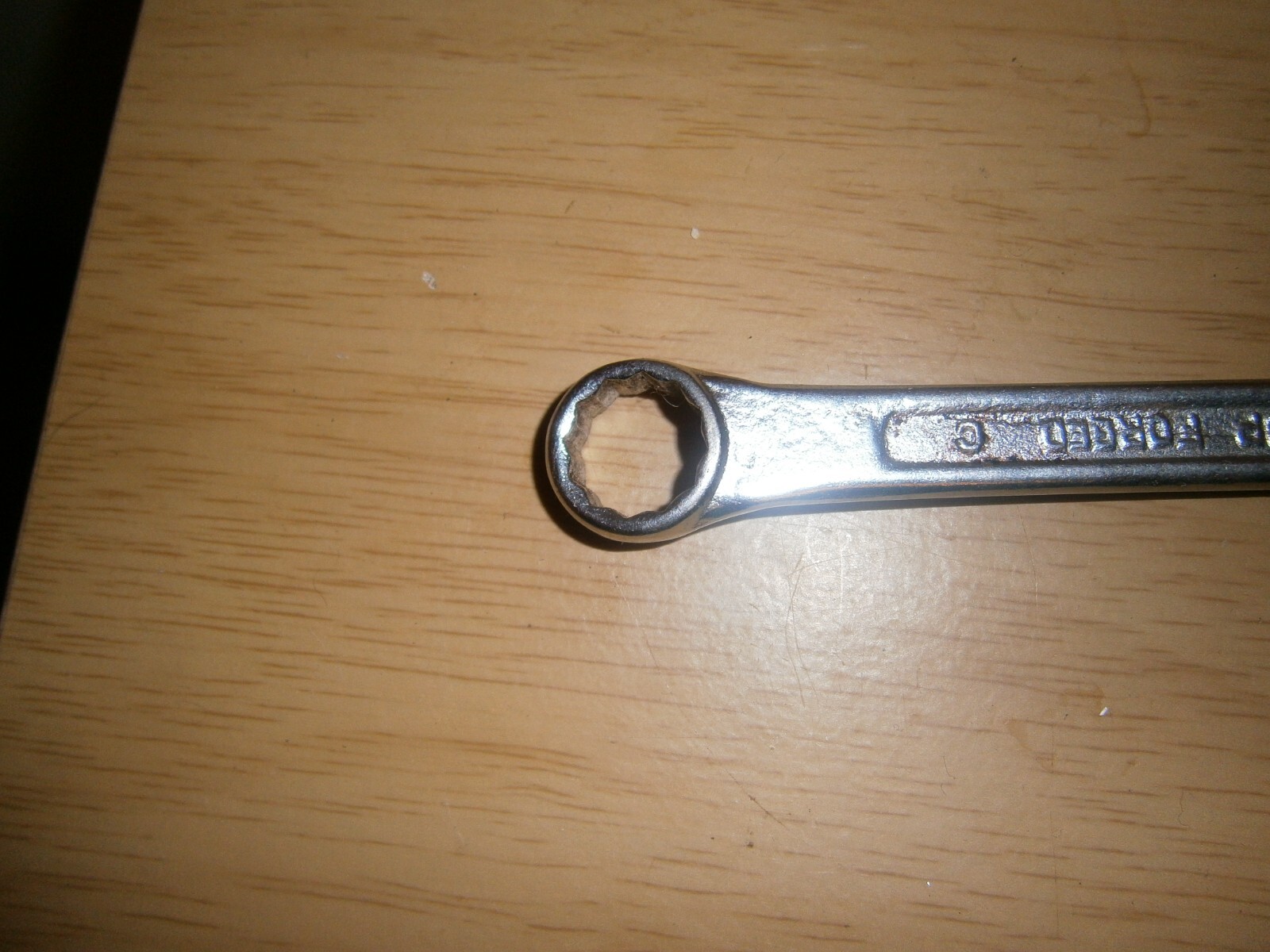 Vintage silver tone spanner. 14mm both ends (E6b)