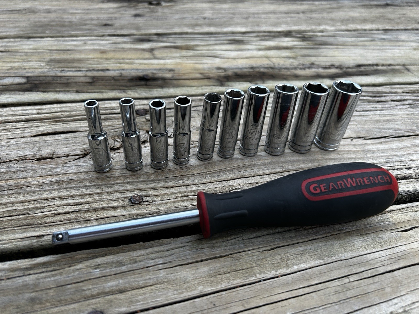10-Piece SAE Deep Socket Set,1/4 Drive,6PT 3/16-9/16 with 1/4 Socket Driver
