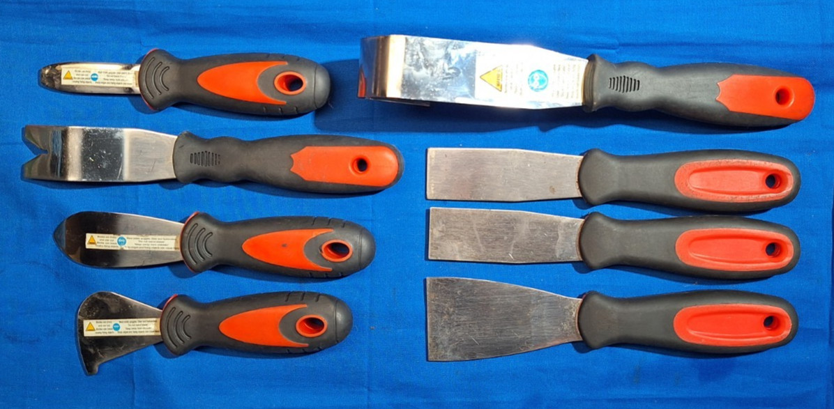 Blue Point 8 piece Knife blade, scraper, V & U Blade door panel tools