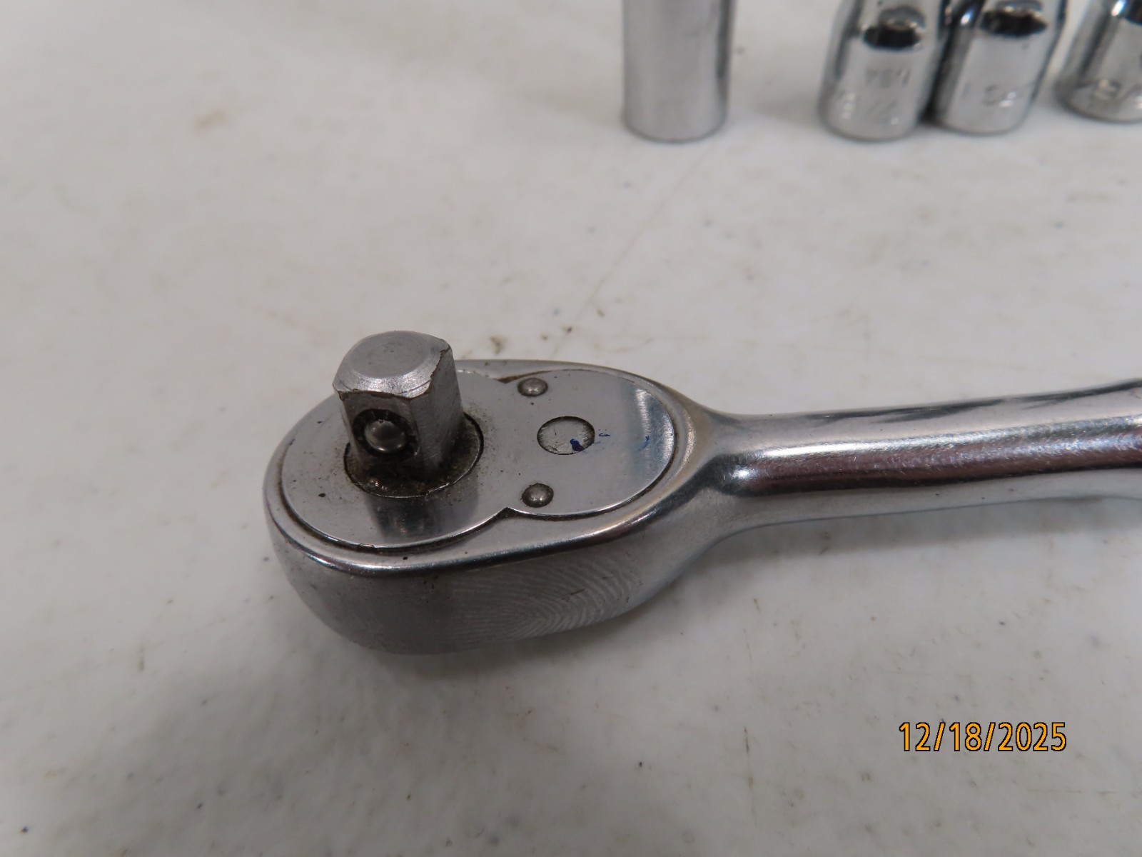 Estate Lot (11) SNAP ON TOOLS 1/4″drive Ratchet GM70M + asst Sockets CLEAN *133*