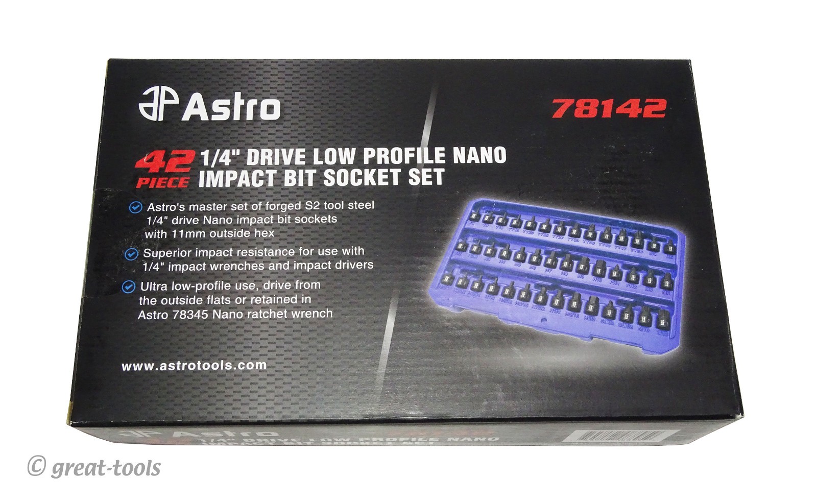 ASTRO PNAUMATIC TOOLS #78142 – 42-pc nano impact bit socket set – 11mm hex drive