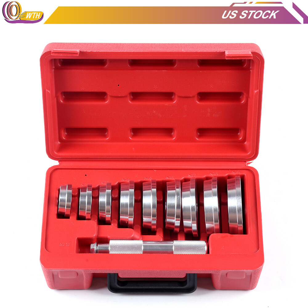 10PCS BEARING RACE AND SEAL INSTALL DRIVER WHEEL AXLE 9 DISCS COLLAR AXLE TOOL