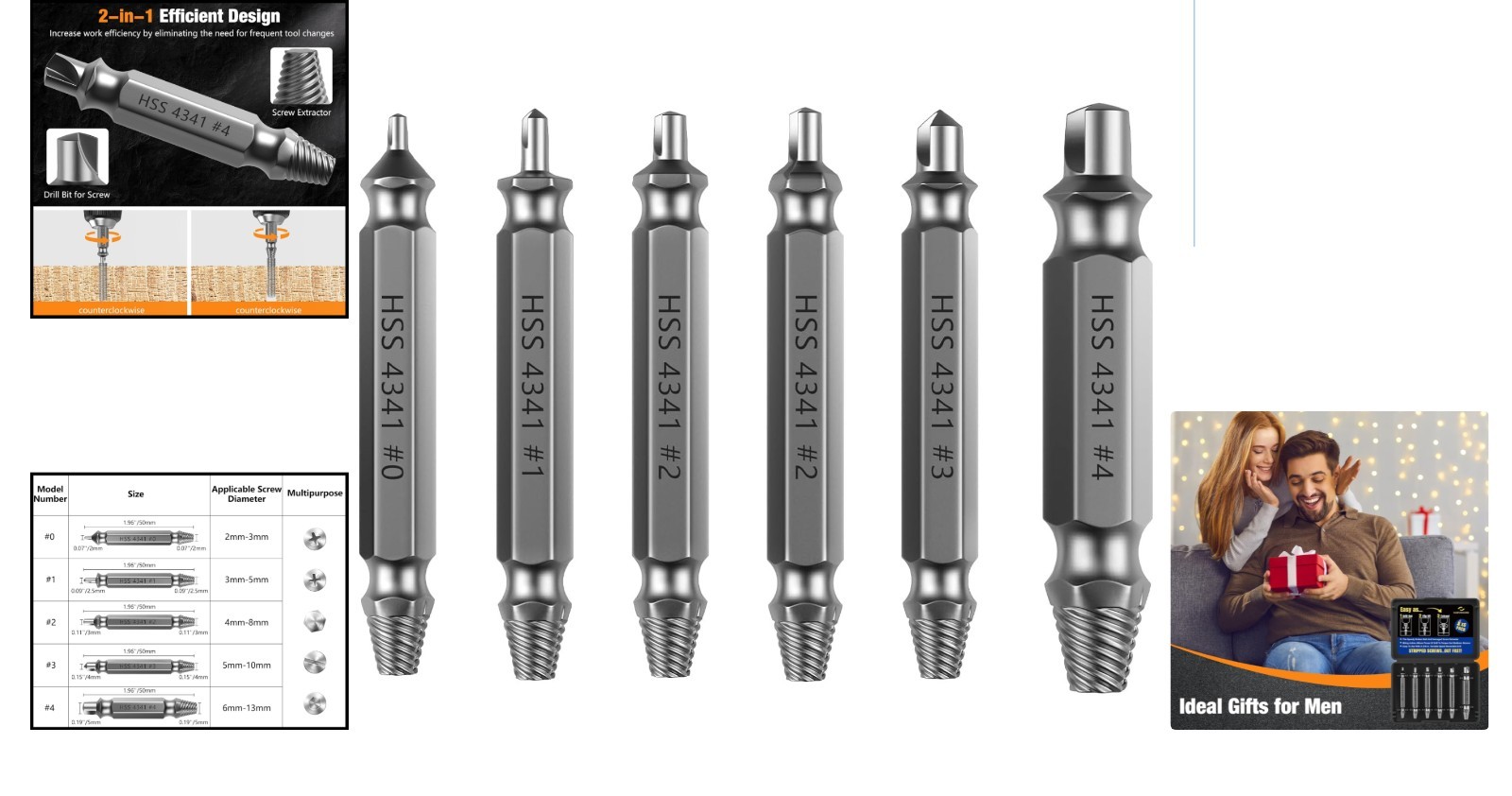 HSS 4341 Easy Out Screw Extractor Set – Perfect for DIY and Home Repairs