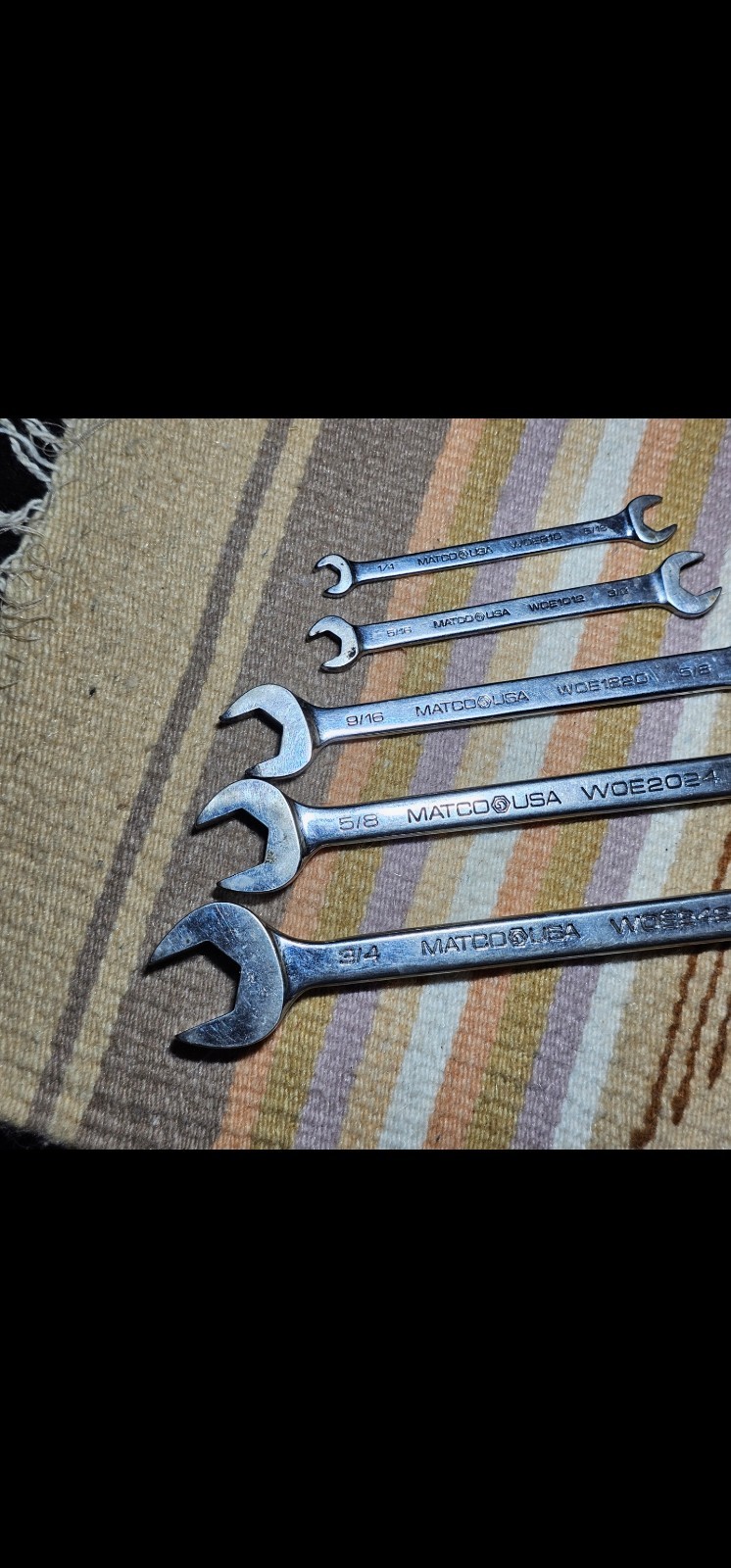 Matco Tools 5 Piece SAE Combination Matco Wrench Set See Photos Tools Pre Owned