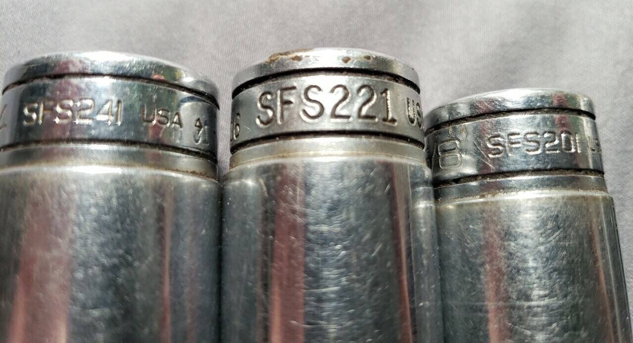 9 SNAP-ON DEEP SOCKETS SFS 201, 221, 241, 121; SF141, SIMF160; SFSM18, 19