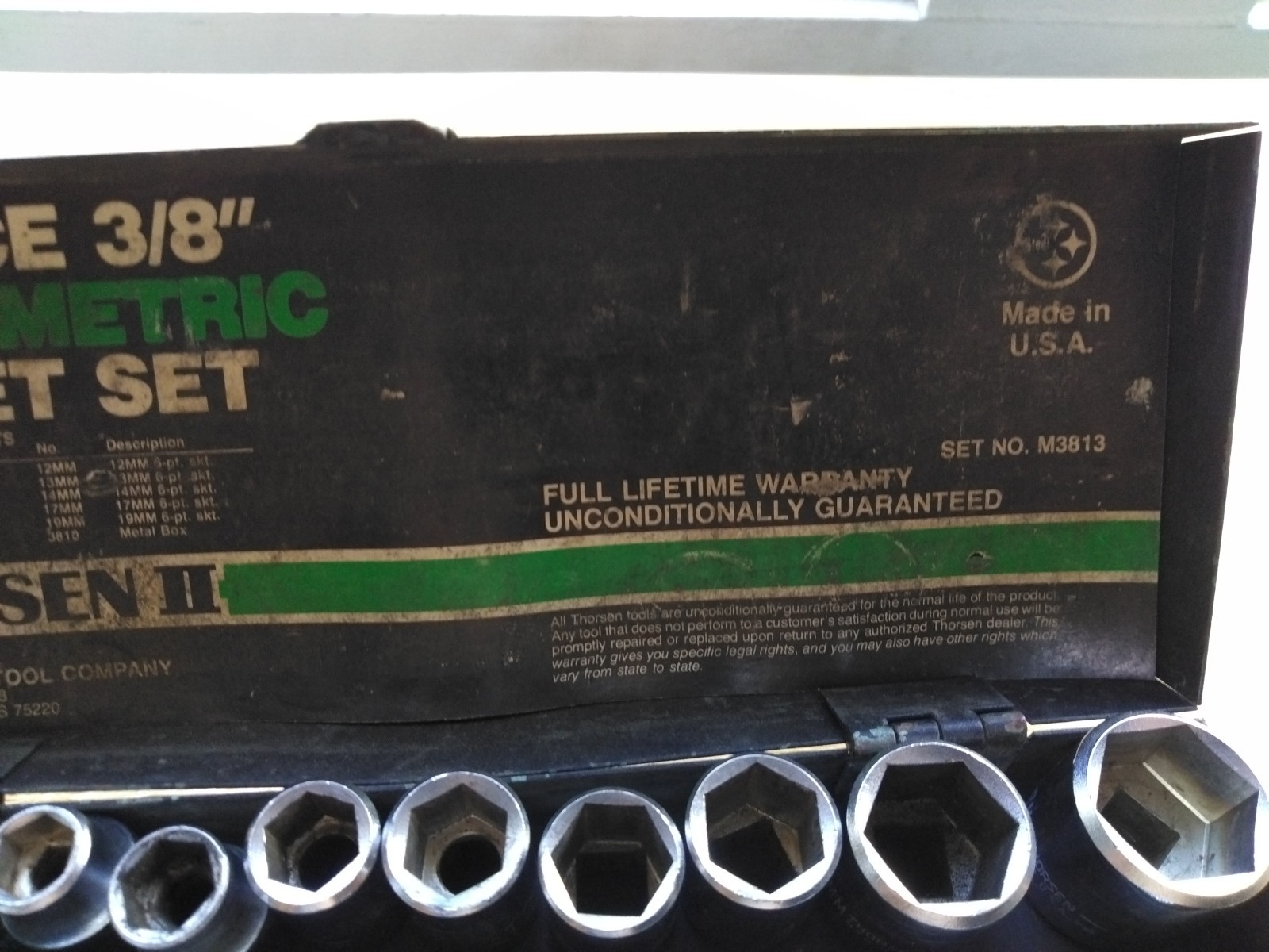 Vintage Thorsen M3813 Piece 3/8″ Metric Socket Set Metal Case Ratchet