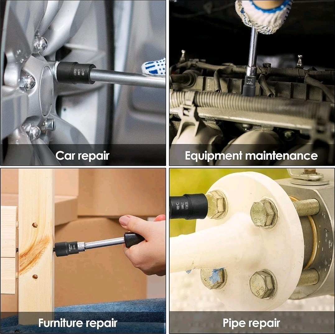 9PCS Lug Nut Extractor Set, 1/2″ Drive Impact Bolt Remover Socket Tool, Wheel…