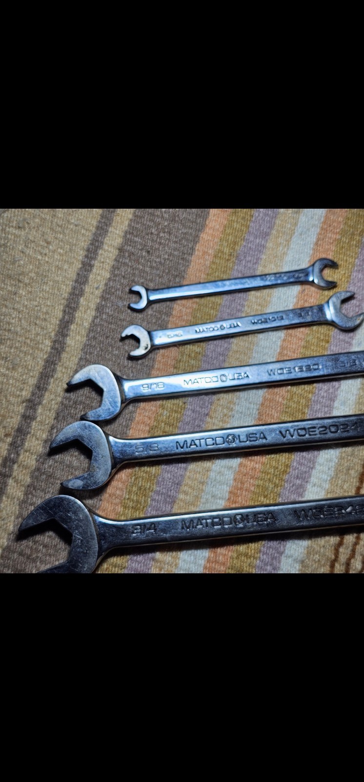 Matco Tools 5 Piece SAE Combination Matco Wrench Set See Photos Tools Pre Owned