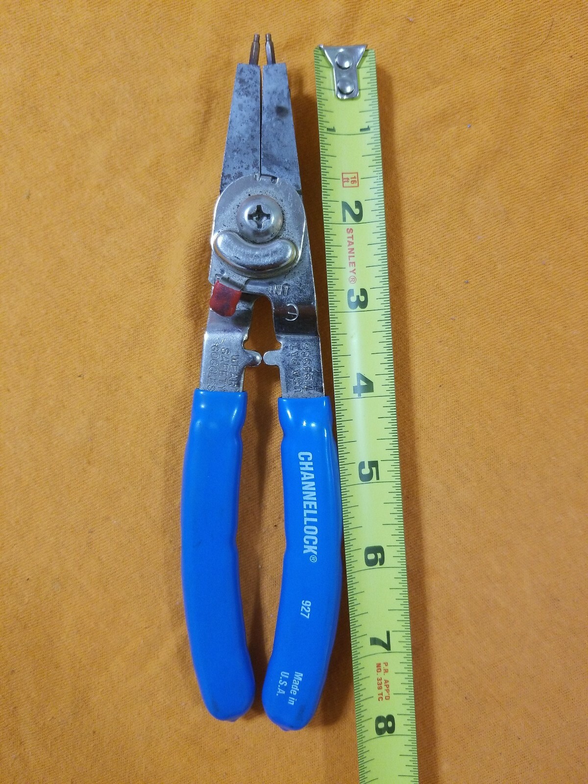 1 SET OF 4 CHANNELLOCK PLIERS, SP RING- GROOVE – LINEMAN -GRIPLOCK TONGUE PLIERS