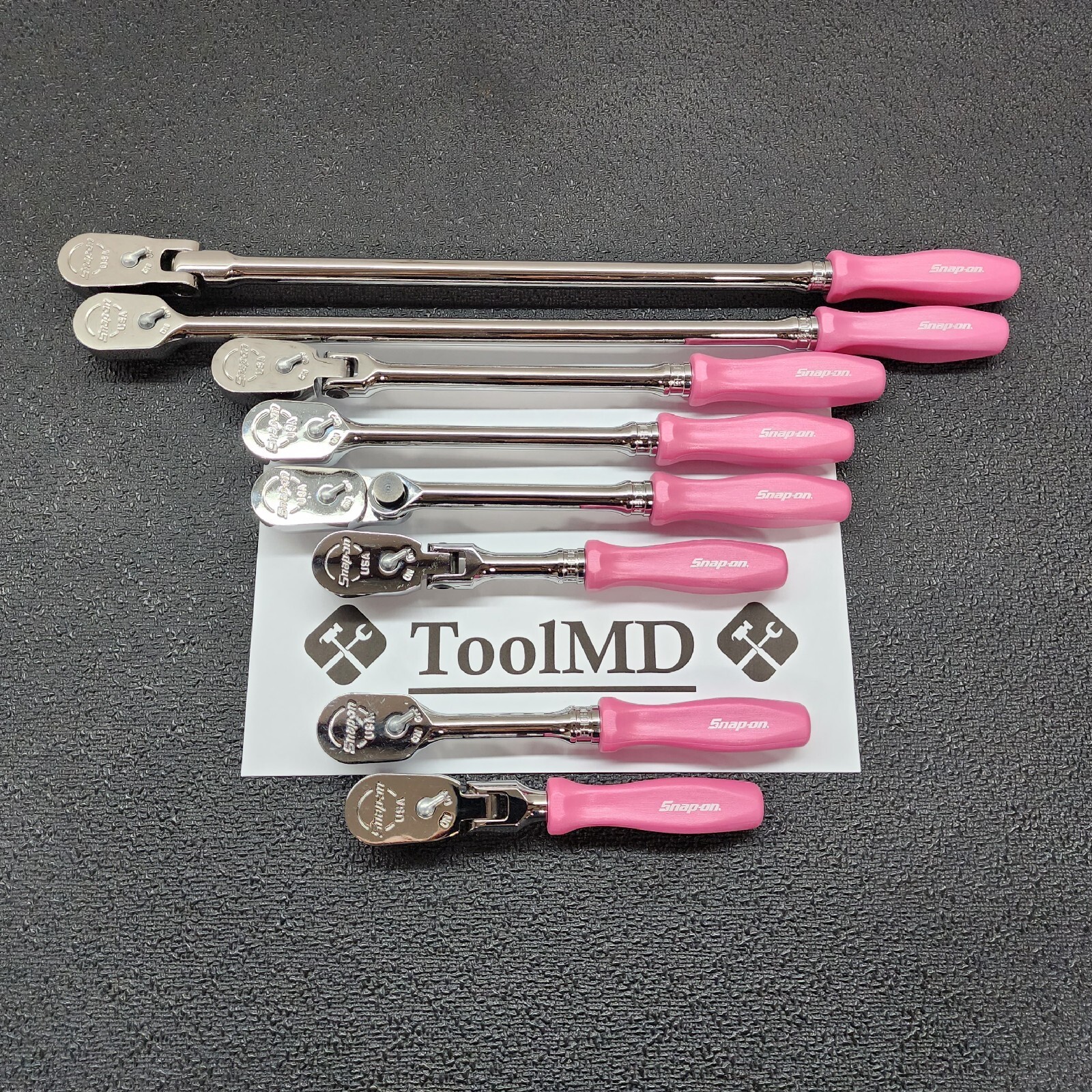 Snap-on Tools NEW 8pc PEARL PINK Hard Handle 3/8″ Drv Fixed Flex Ratchet Lot Set