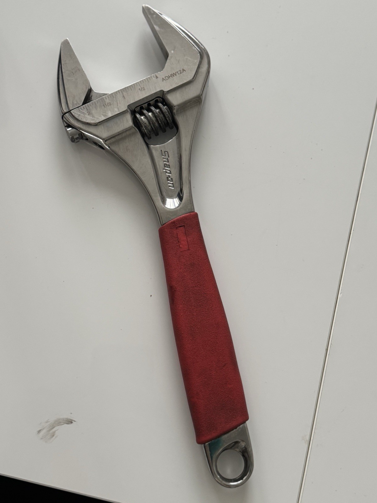 Snap on ADHW12A Red 12″ Soft Grip Wide Mouth Adjustable Wrench 300mm 0-55mm USED