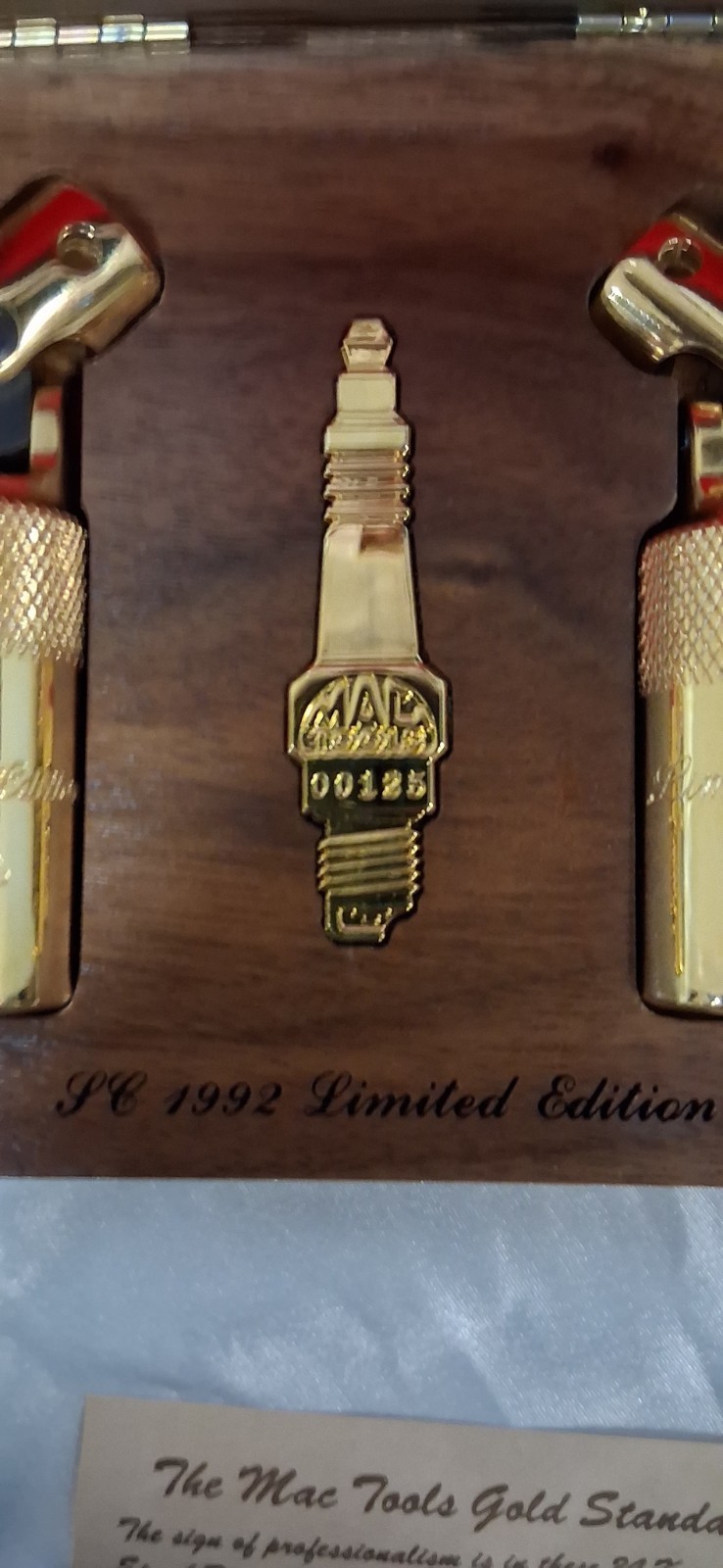 Mac Tools 2 Piece Universal Spark Plug Socket Set 24k Gold Plated LE 1992