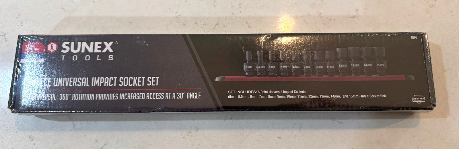 SUNEX 1814 12 Piece 1/4″ Drive Universal Swivel Socket Set 5-15MM NEW