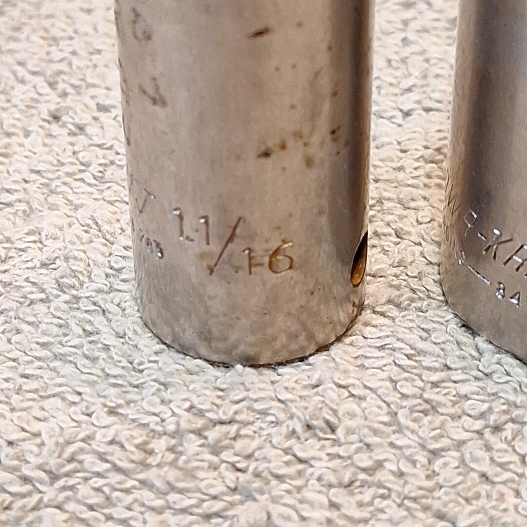 Vintage Powr-Kraft 1/2″ Drive Sockets Lot Of 7. (6 – 12pt & 1 8pt) SEE DESCRIPTI