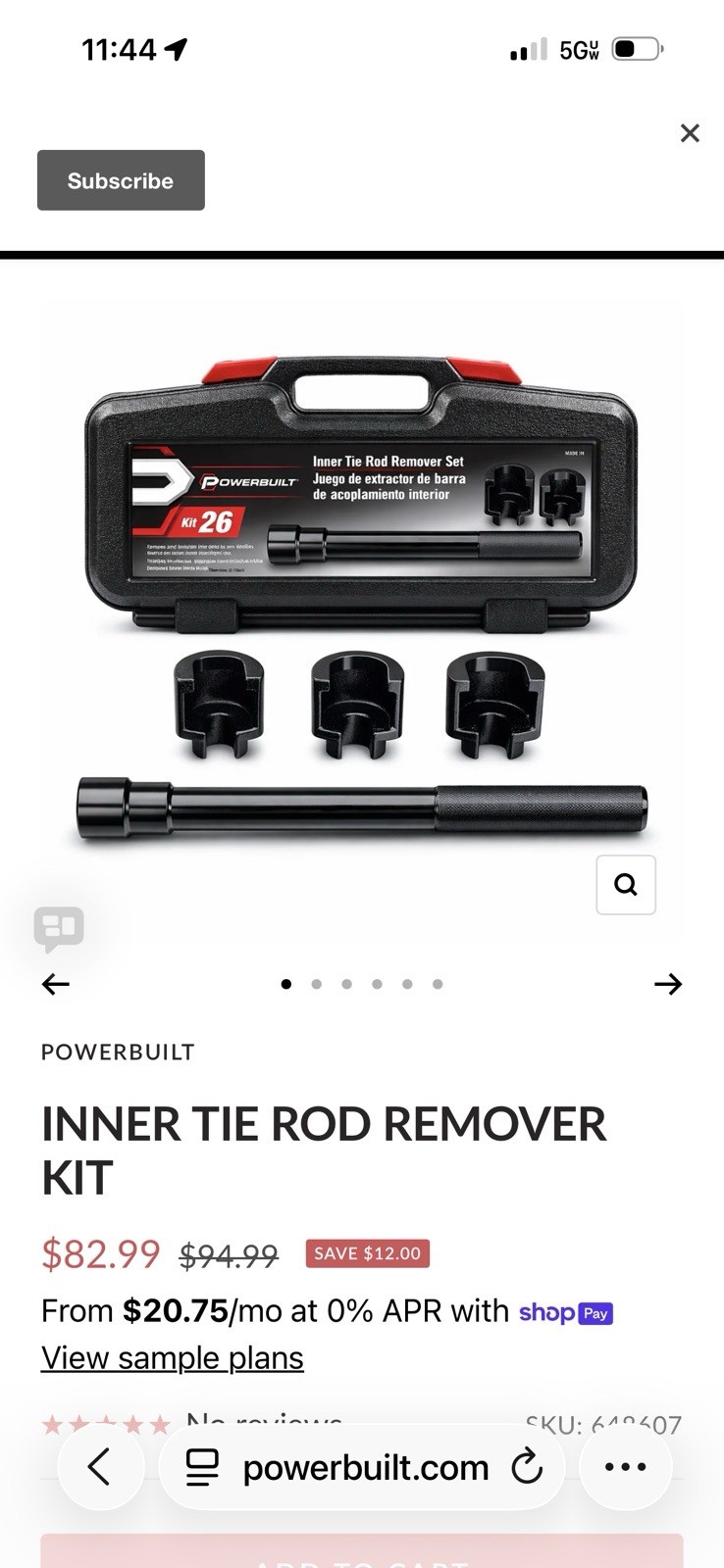 PowerBuilt Tools Kit #26 – 4 Piece Inner Tie Rod Removal Set Brand New in Case