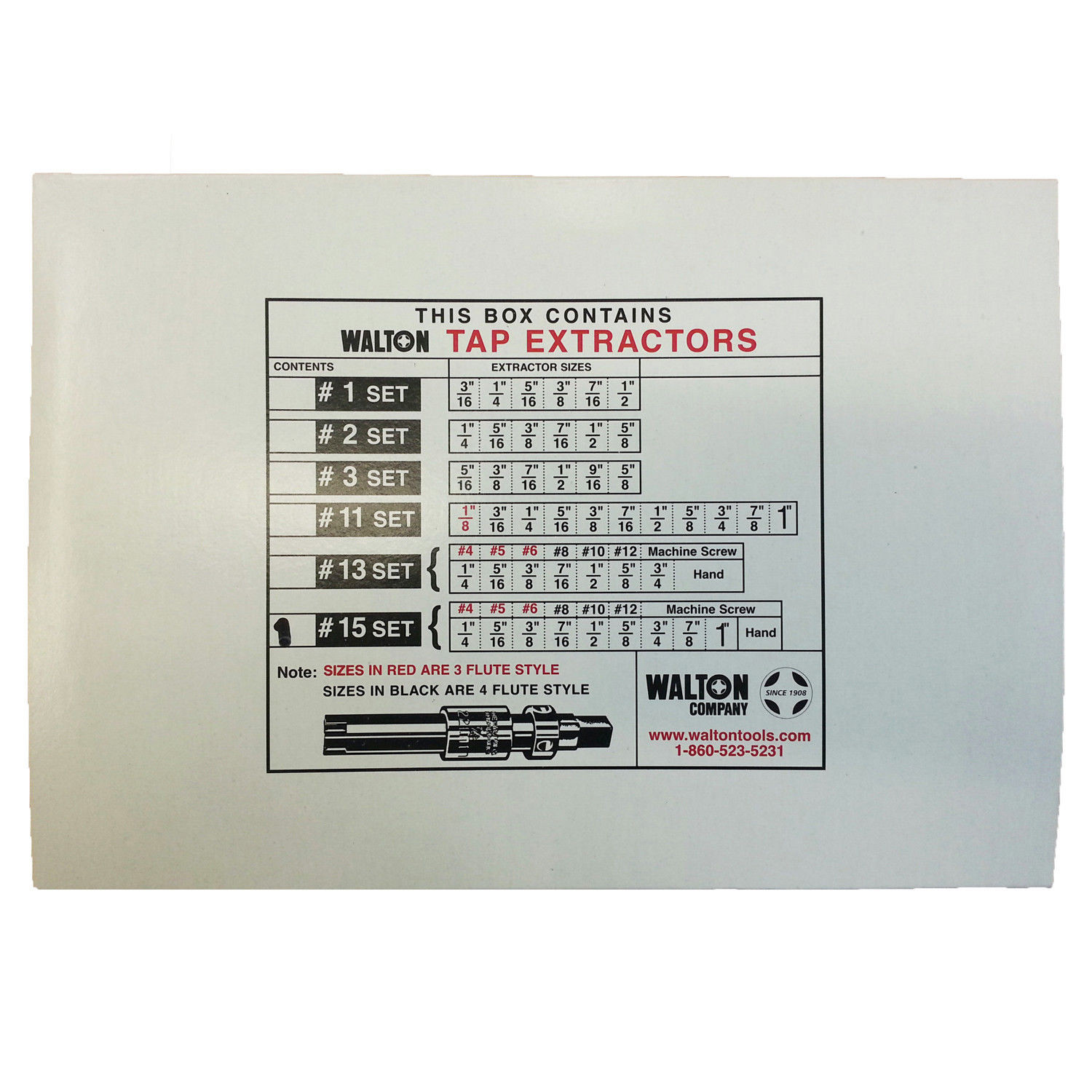 Walton 18015 15 Piece Multi Flute Tap Extractor Set FREE Shipping