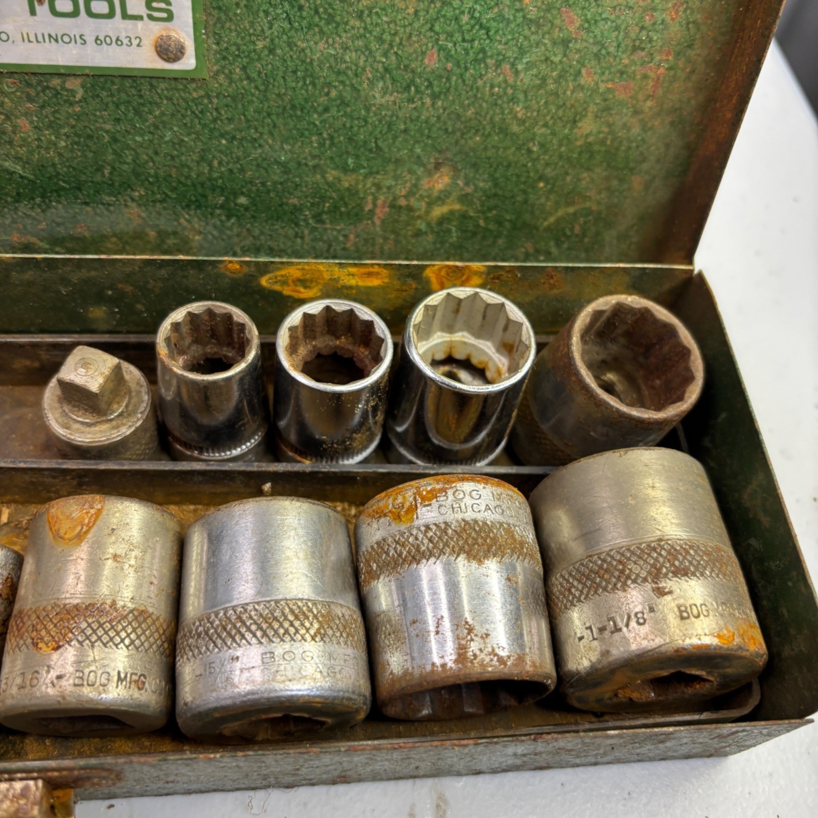 Indestro Super & Bog 1/2″ 12 Point SAE Mixed Socket Lot Made In USA