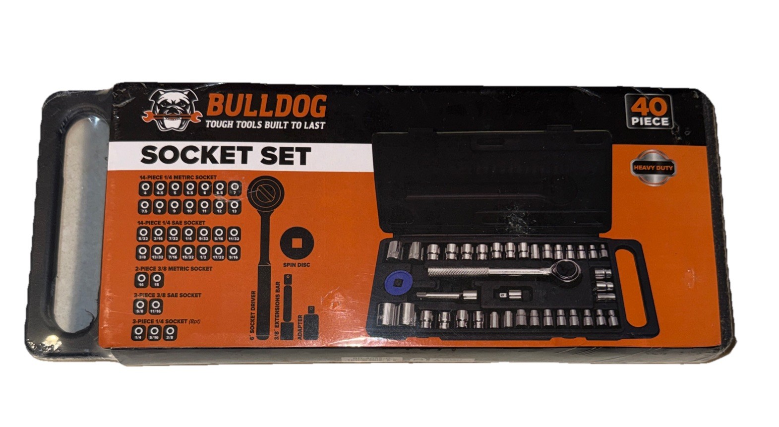 Socket Set Bulldog Tough Tools Built to Last 40 Piece New In Sealed Case
