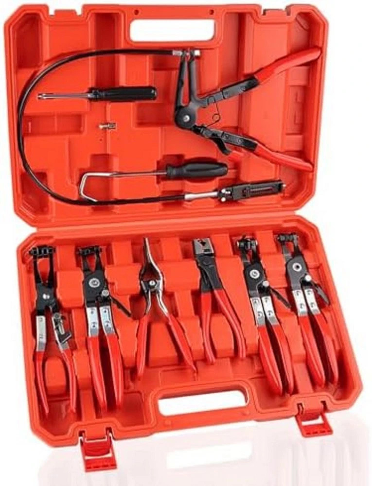 9Pc Hose Clamp Clip Remover Pliers Long Reach Kit Fuel Water Hose Tool