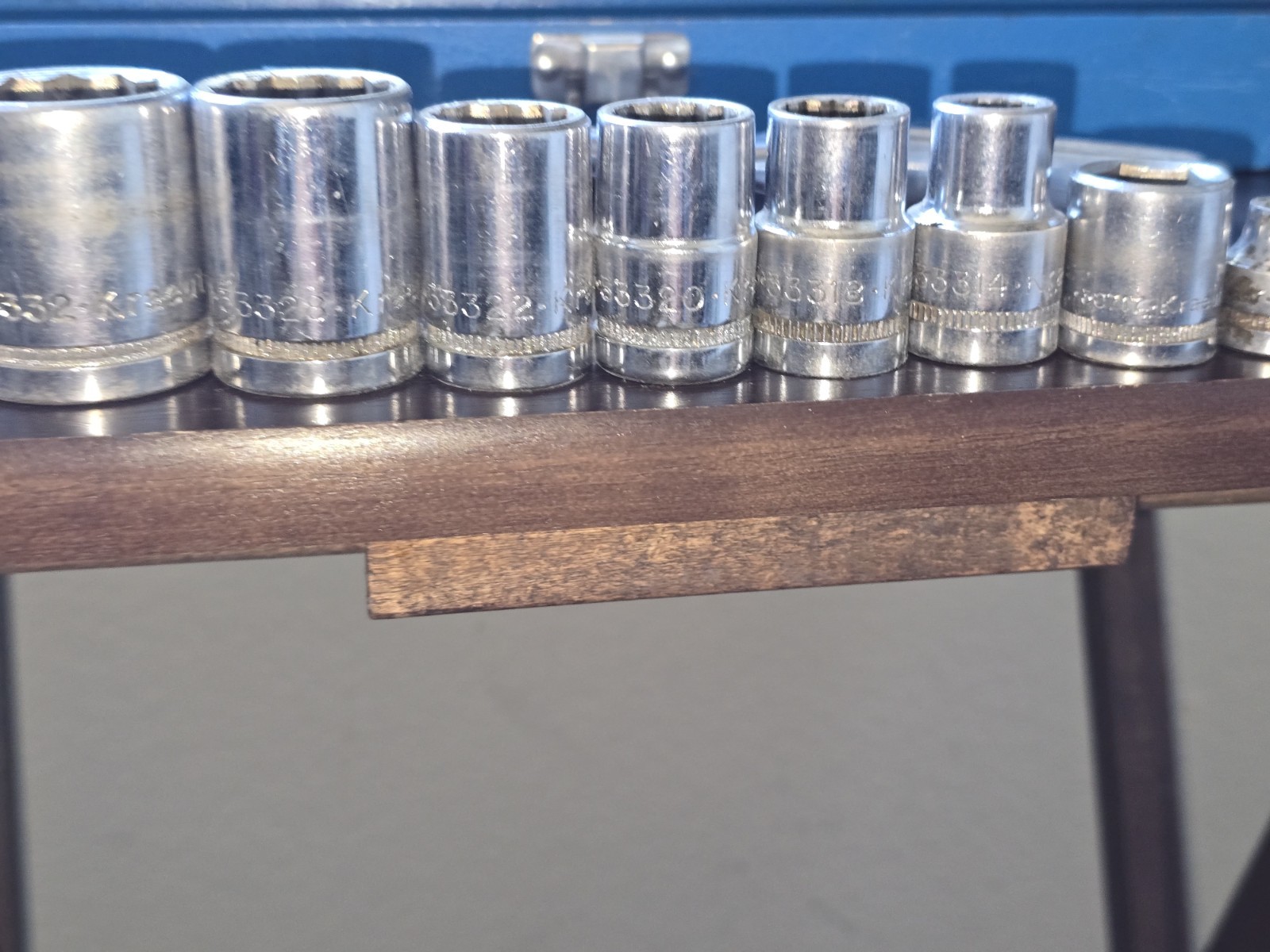 Kraeuter Socket Set 3/8 Drive Ratchet 32070 SAE 12pt USA Metal Case Vintage