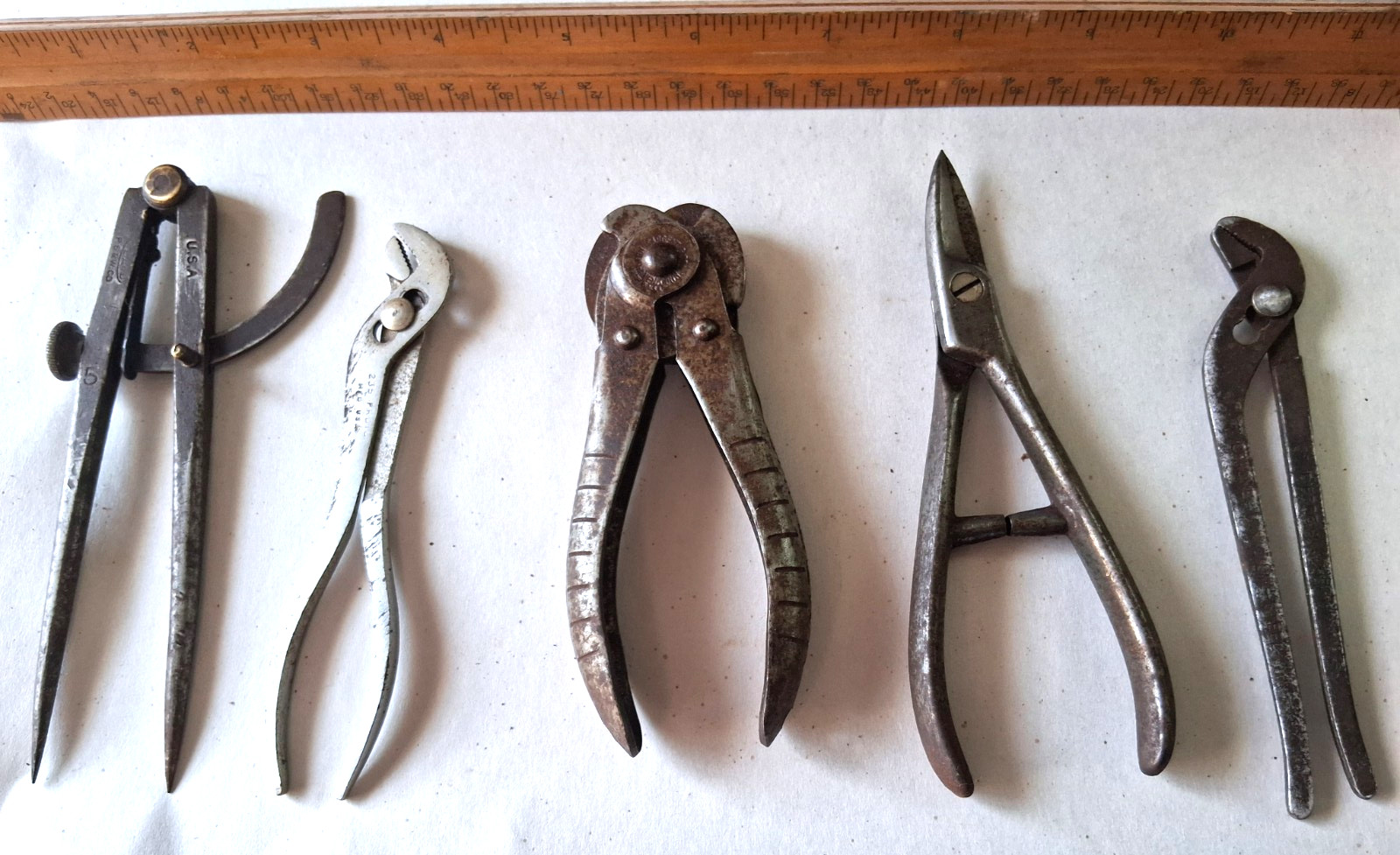 VTG 4-1/2″ USA Tools Adjustable Slipjoint Pliers Dividers Stripper Scissor Snips