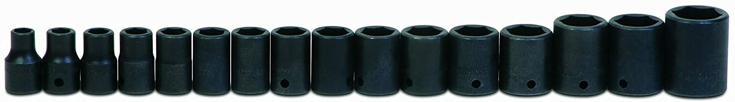 1/2″ Drive, 16 Piece Shallow Impact Socket Set, 6 Point, Williams JHWMS-4-16RC