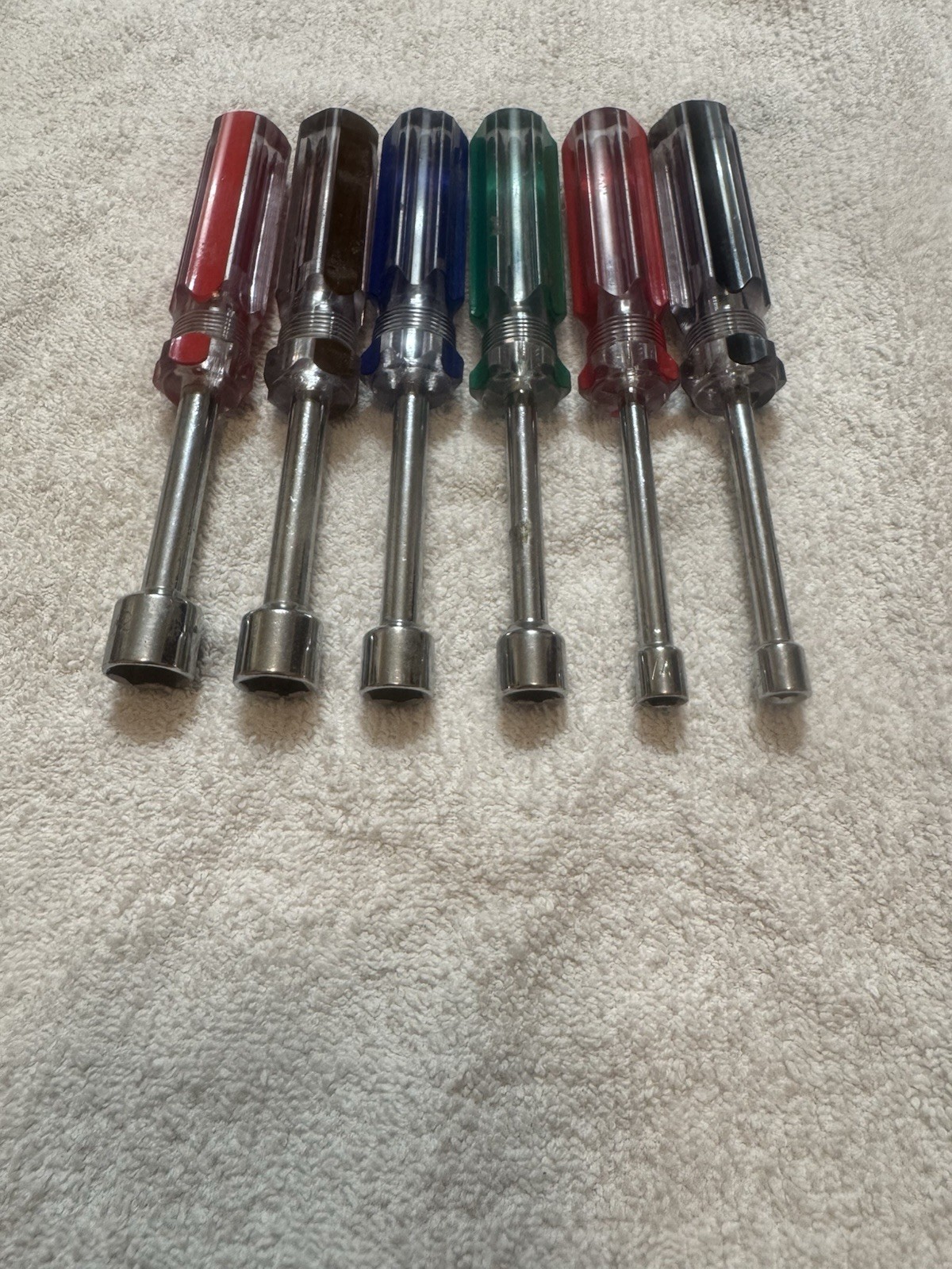 Set Of 6 Hex Six Point Socket Nut Drivers SAE 3/16”-1/2”