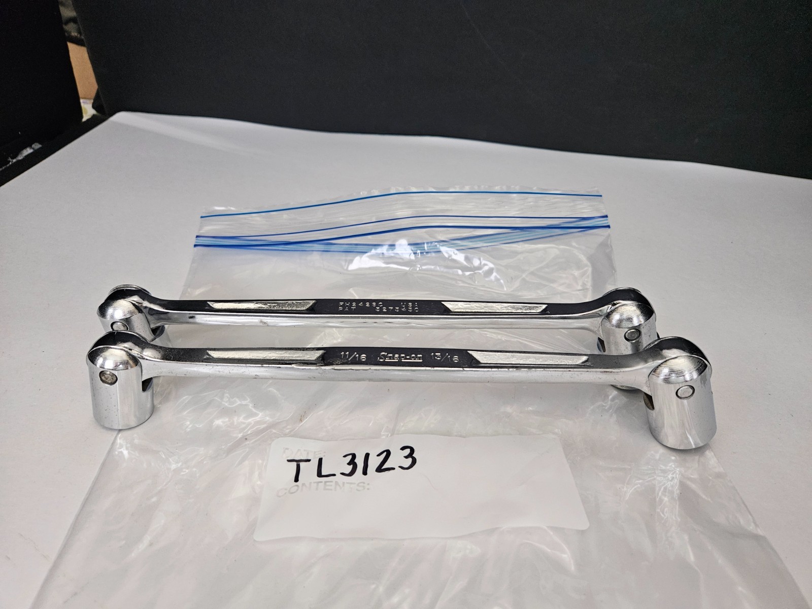 SNAP ON 2 PC #FH2226C & #FH2428C 12 PT DOUBLE FLEX HEAD SOCKET END WRENCHES