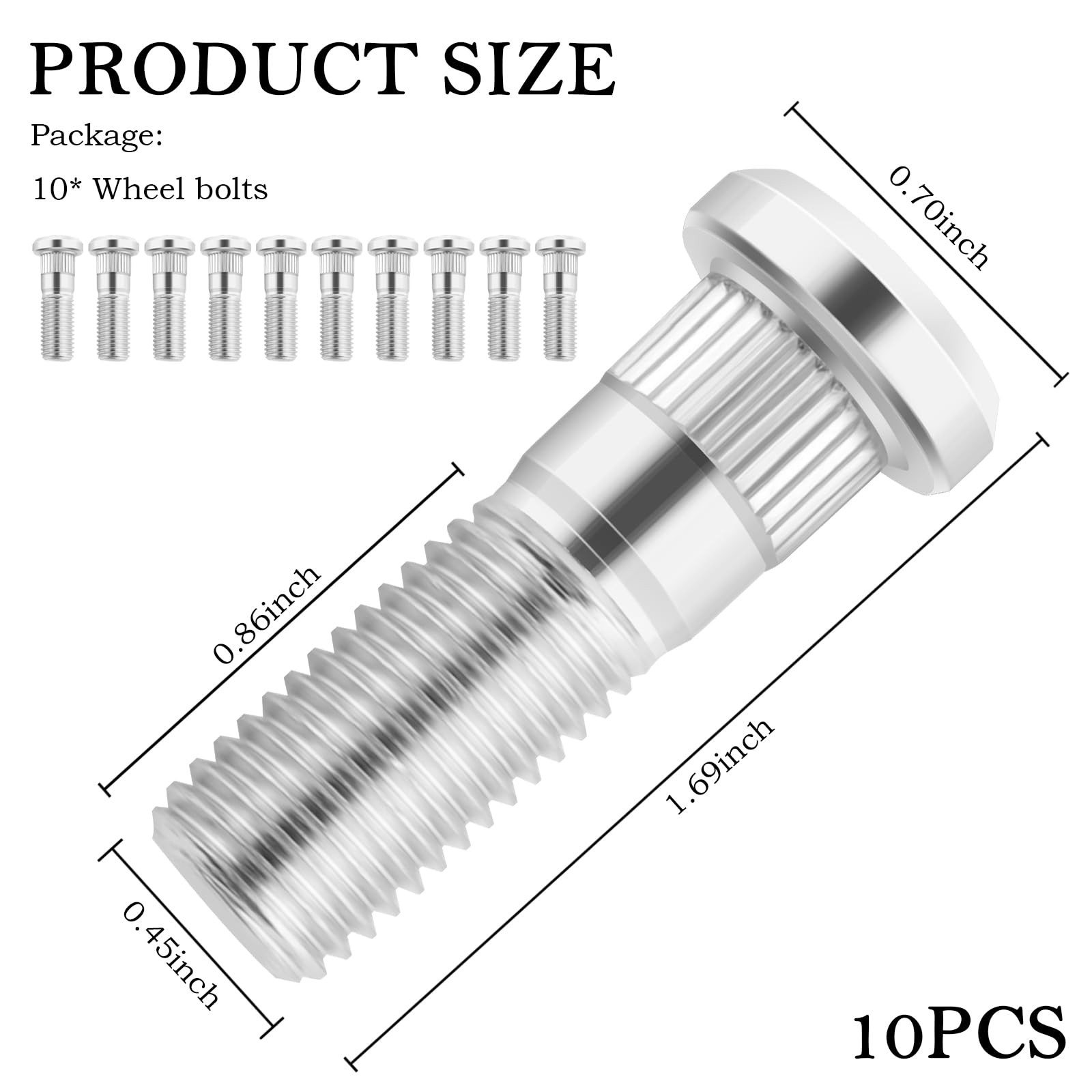 10PCS M12x1.50 Wheel Stud 90113S5H005 610-269,Steel Wheel Bolts,Replacement Whee