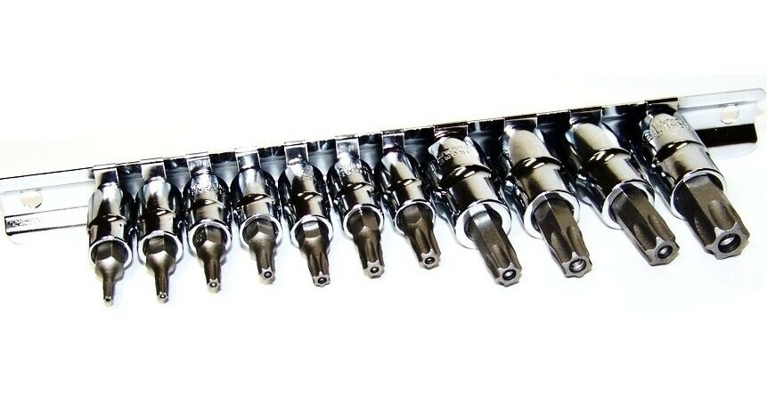11 pc Torx Star Tamper Proof Security s2 Steel Bit socket Set 6 Points T8 ~ T55