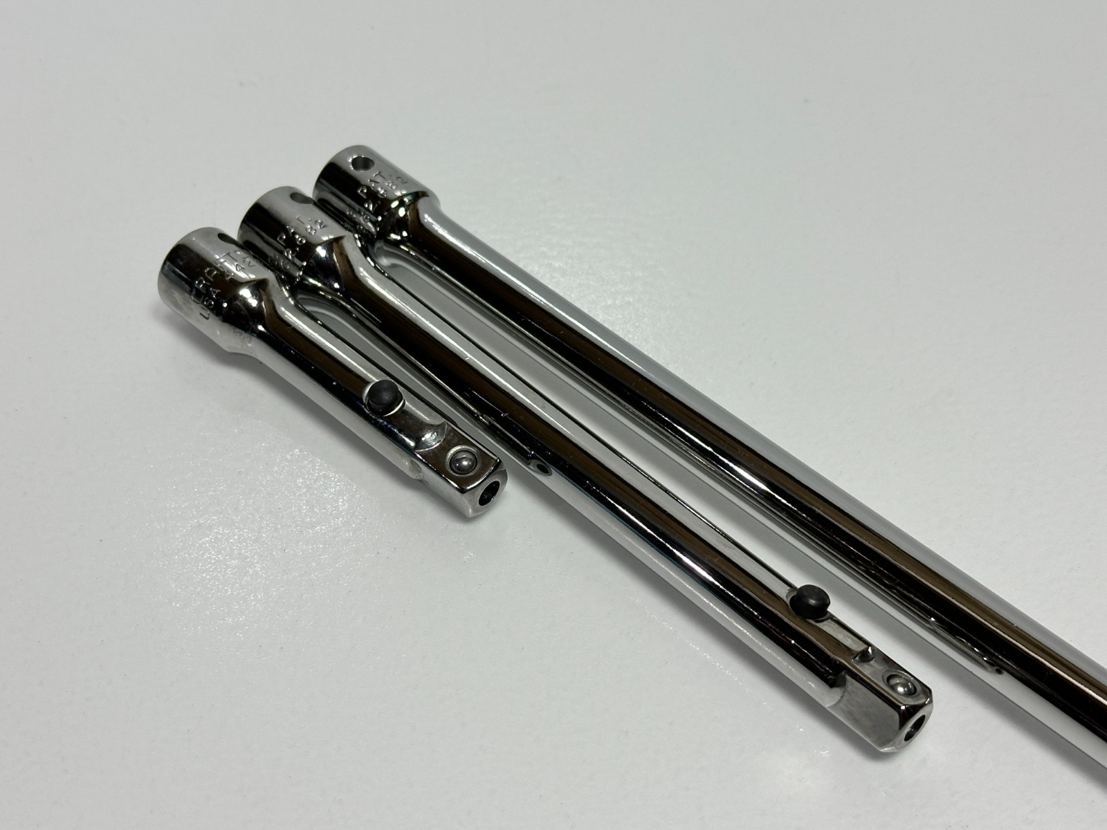Craftsman USA 3pc EE 3/6/10” 3/8″ Dr. PUSH BUTTON Locking Extension Bar Set RARE